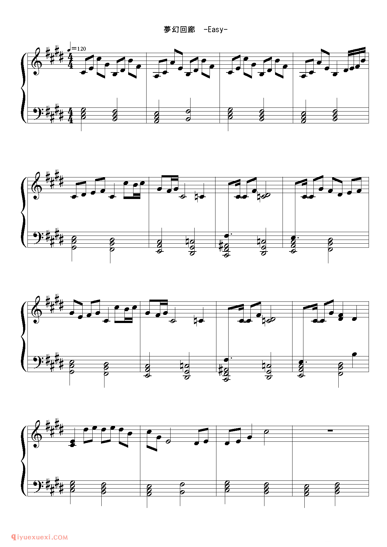 [東方ピアノEasyモード楽譜][easy][3]夢幻回廊_东方(project)钢琴谱