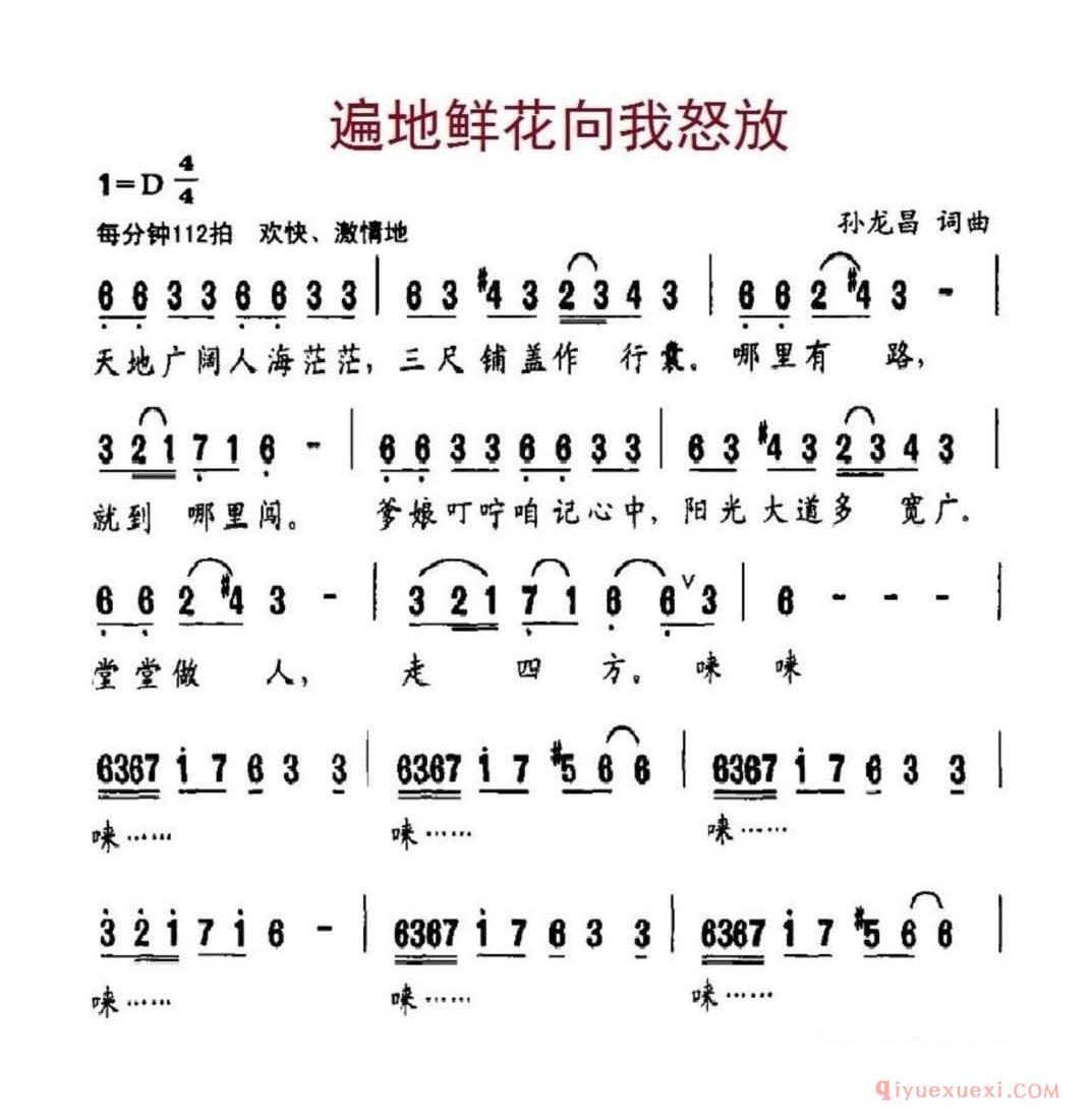遍地鲜花向我怒放简谱