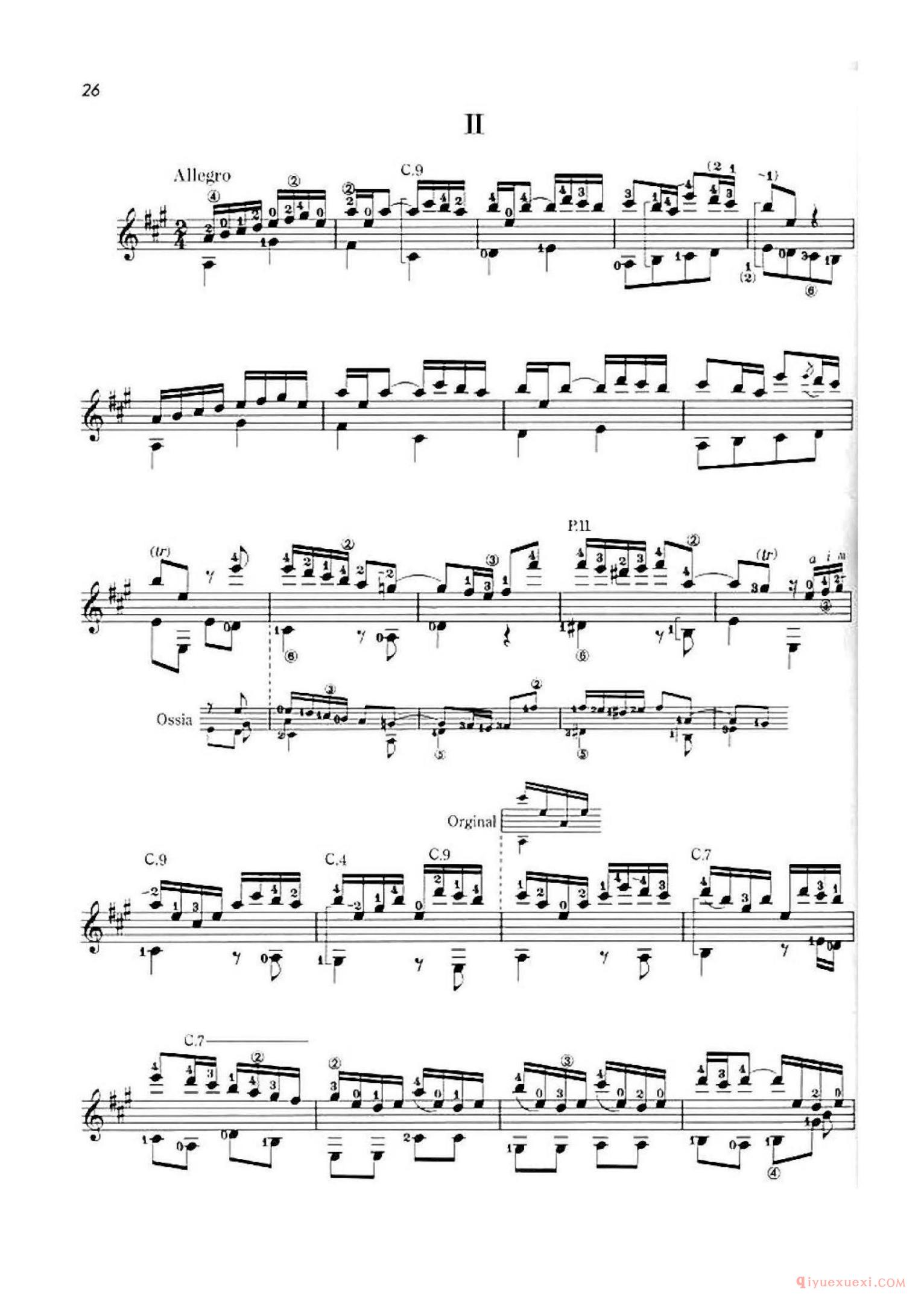 Sonata A-dur_村治佳织古典吉他作品乐曲_五线谱