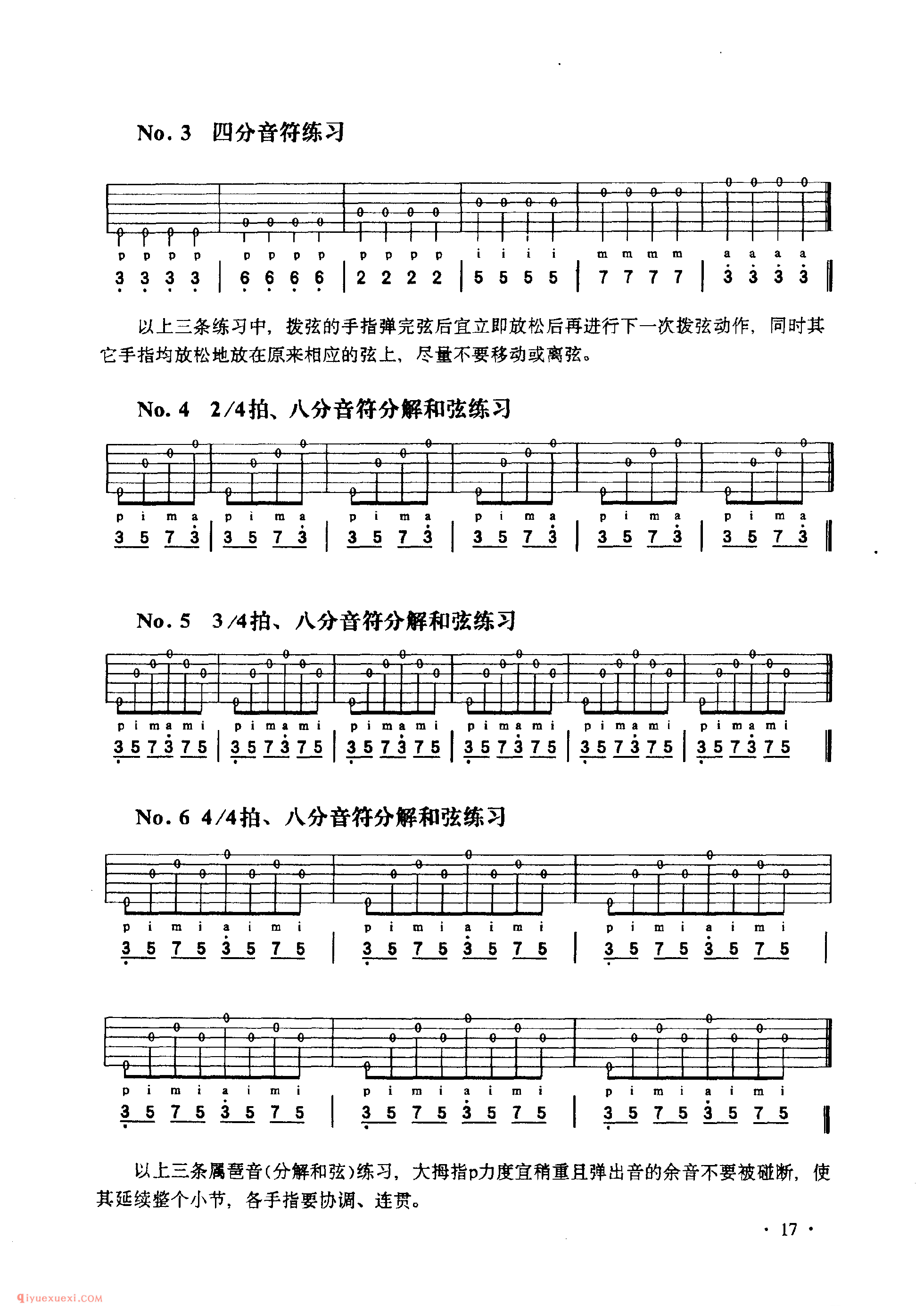 吉他右手空弦练习