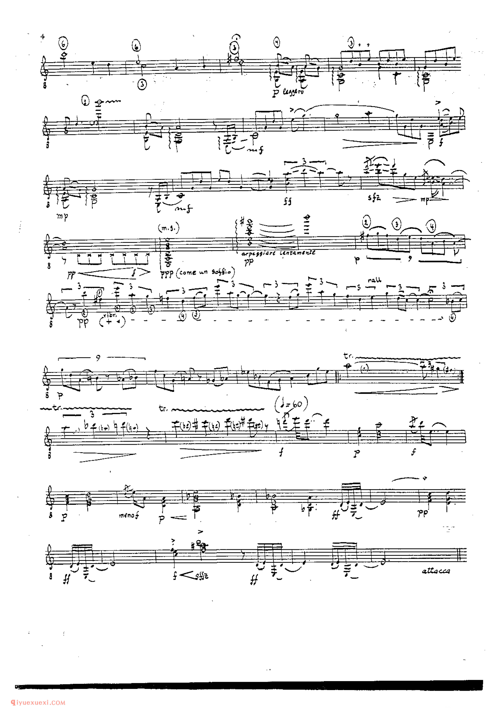 Hommage a Jimi Hendrix (op.52)_多明尼康尼(Carlo Domeniconi)古典吉他乐曲五线谱