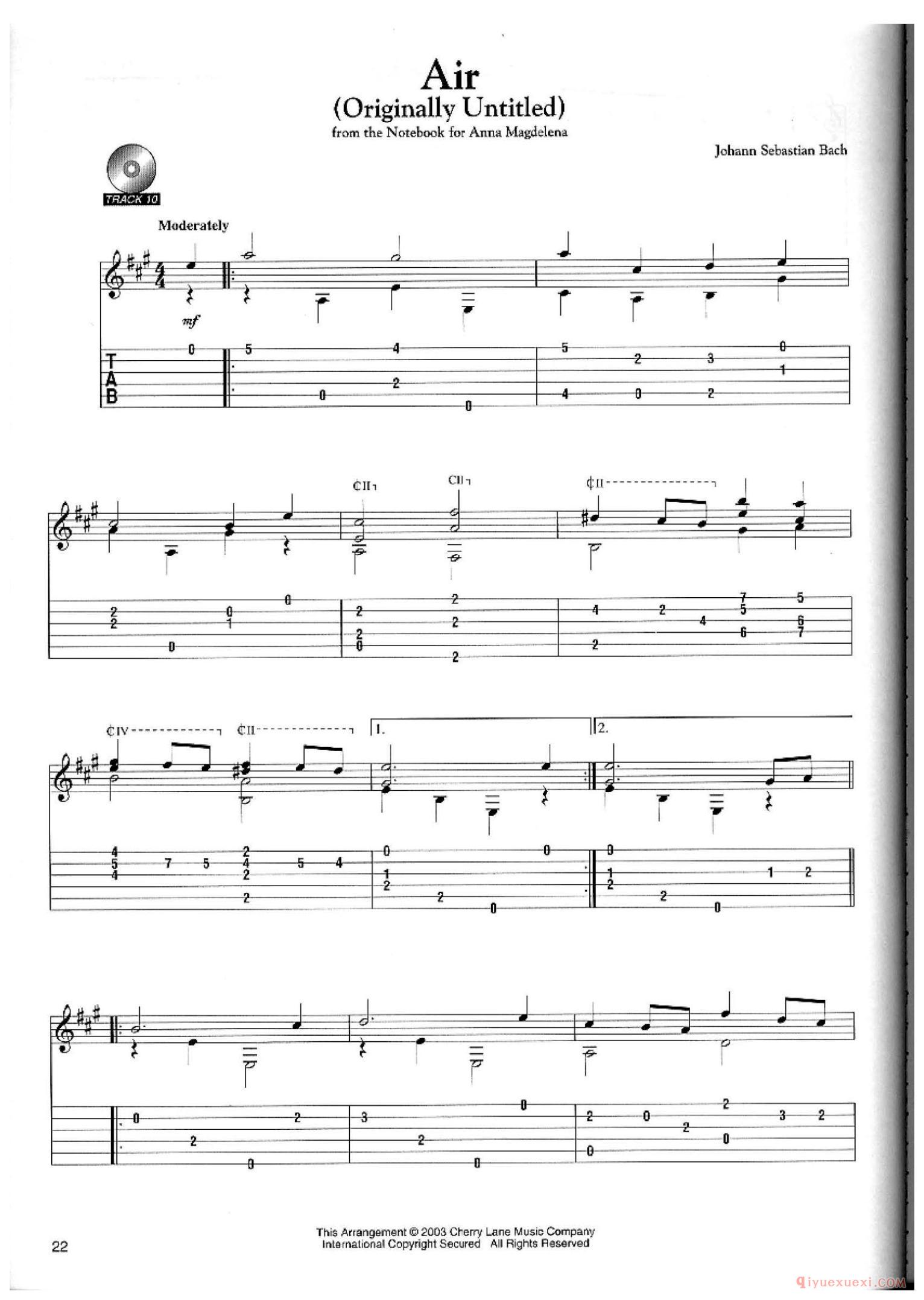 Air (Originclly Untitled)_Johann Sebasrian Bach_古典吉他独奏曲