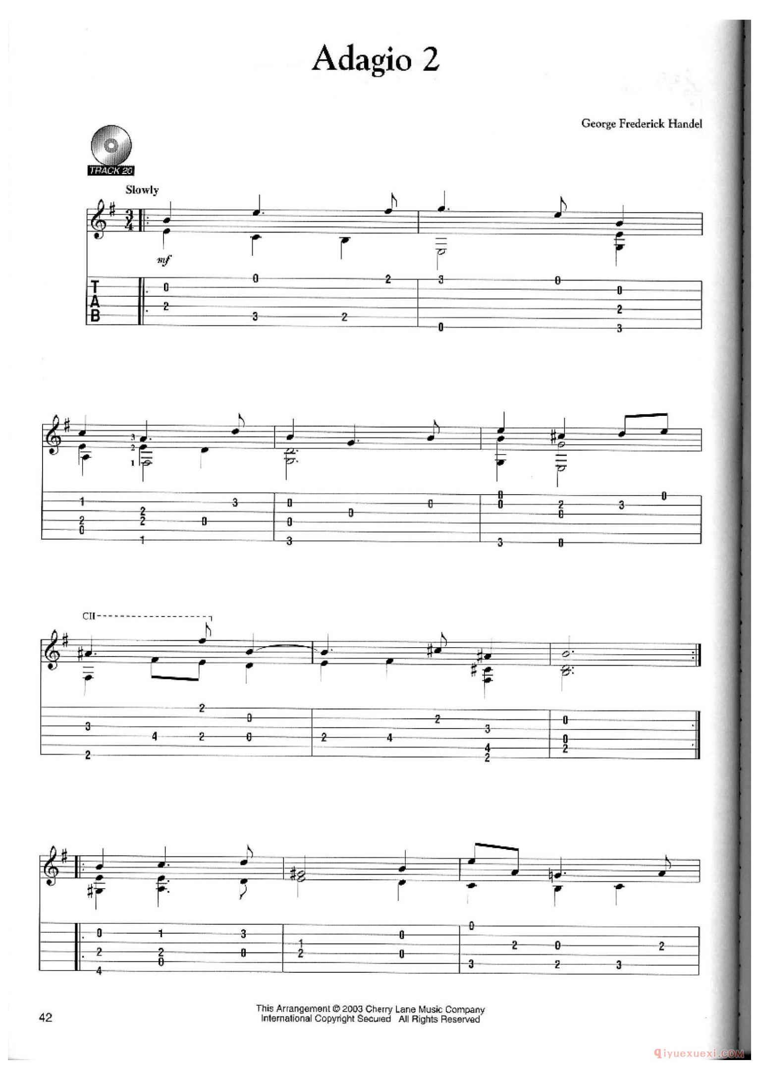 Adagio 2_George Frederick Handel_古典吉他独奏曲