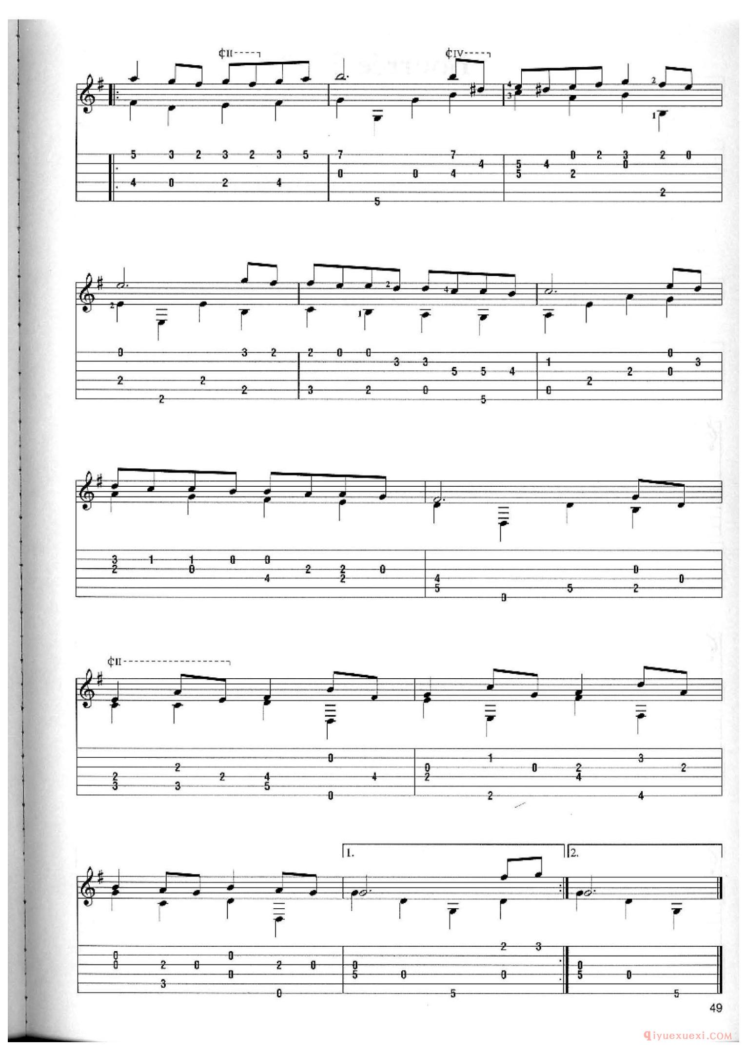 Bourree 2_George Frederick Handel_古典吉他独奏曲
