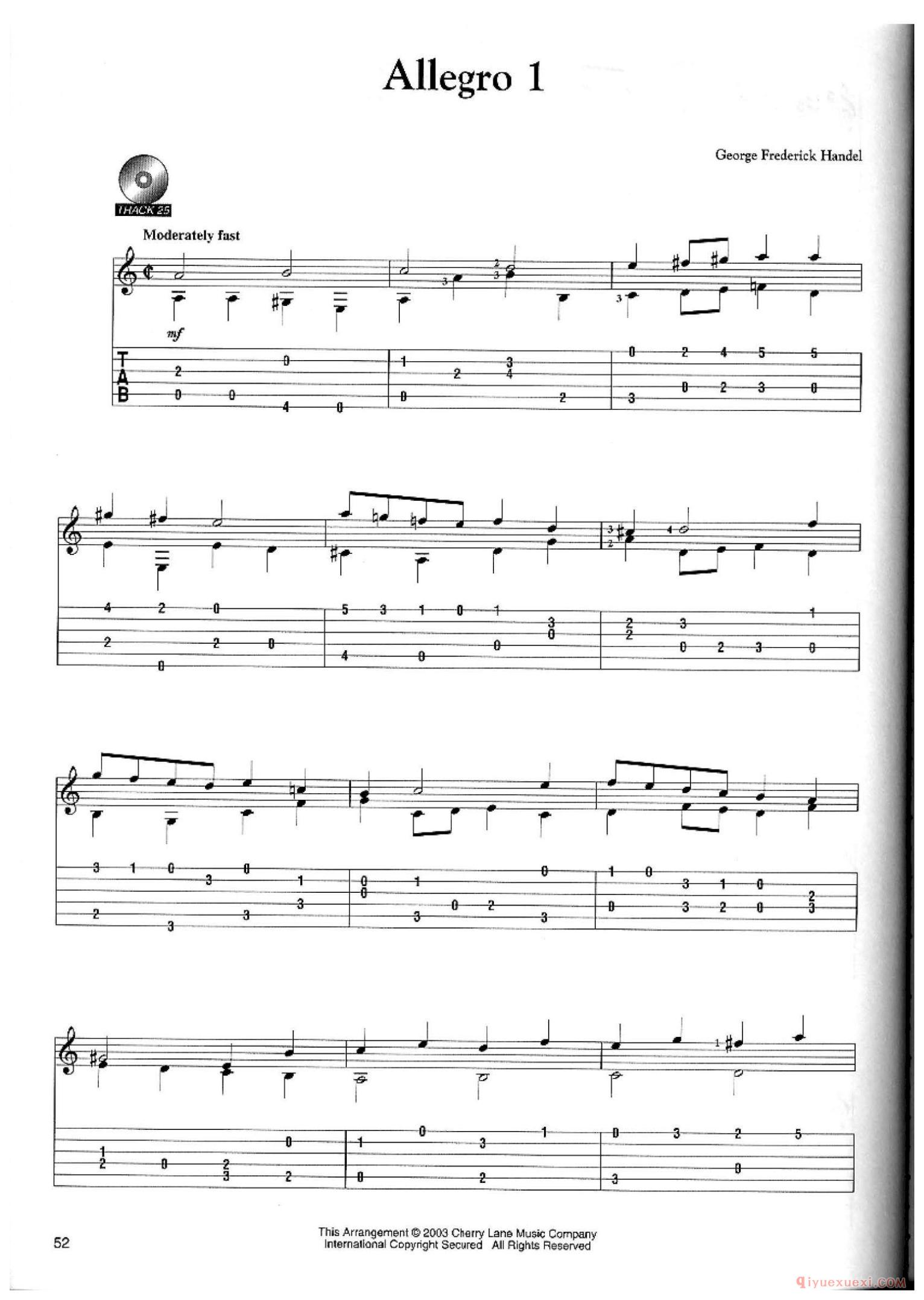 Allegro 1_George Frederick Handel_古典吉他独奏曲