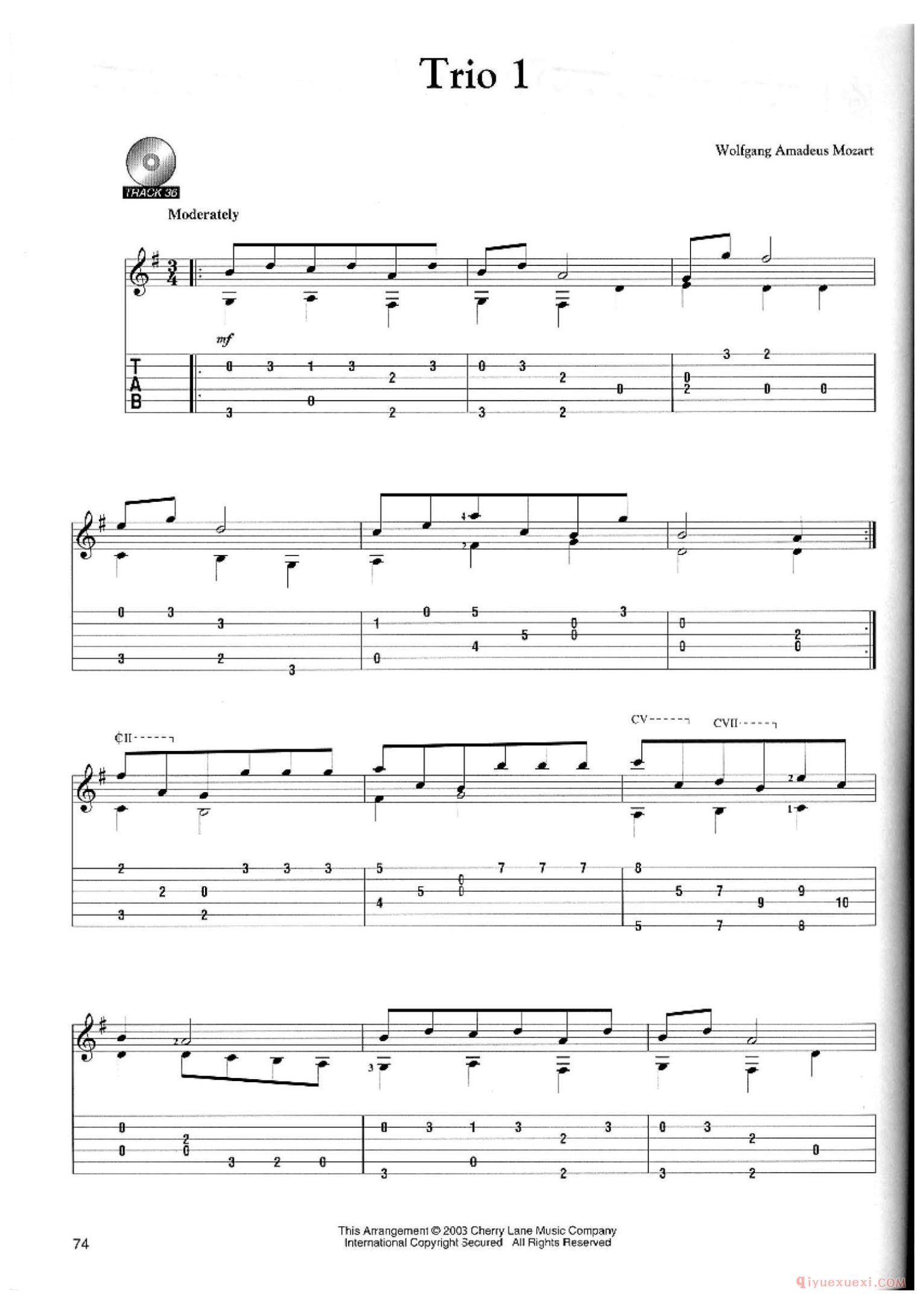 Trio 1_Wolfgang Amadeus Mozart_古典吉他独奏曲