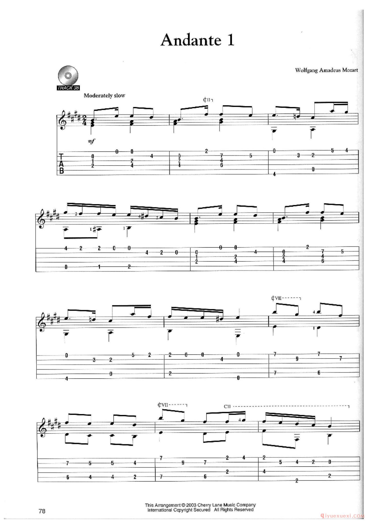 Andante l_Wolfgang Amadeus Mozart_古典吉他独奏曲