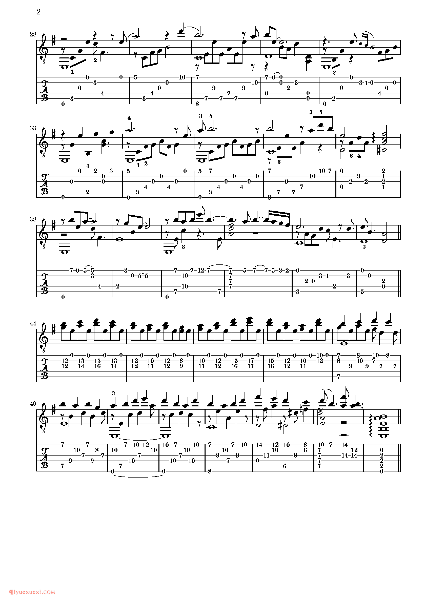 Sixth station (La sexta estacion) Joe Hisaishi_古典吉他改编乐曲谱