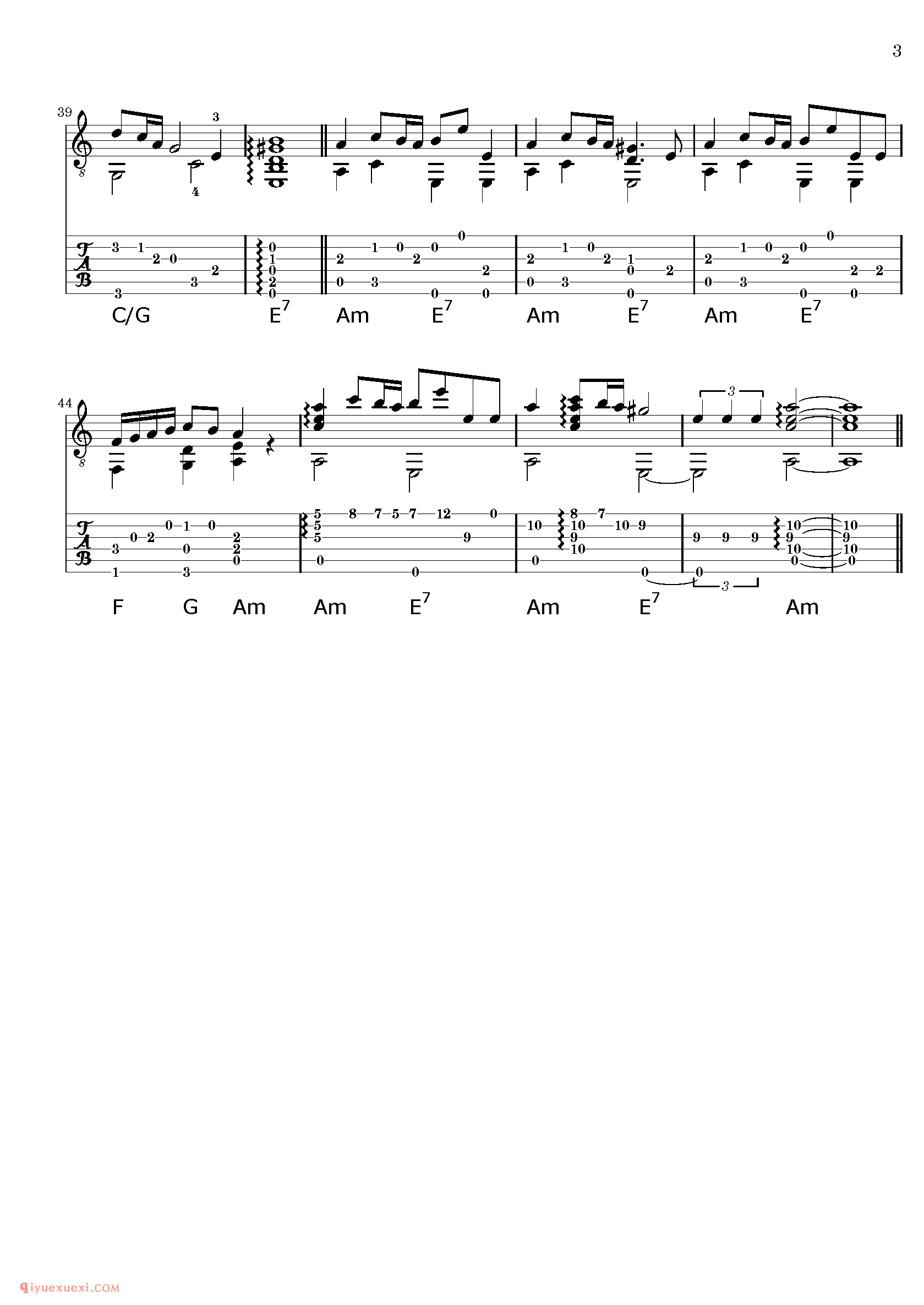 Requiem - Joe Hisaishi_古典吉他改编乐曲谱
