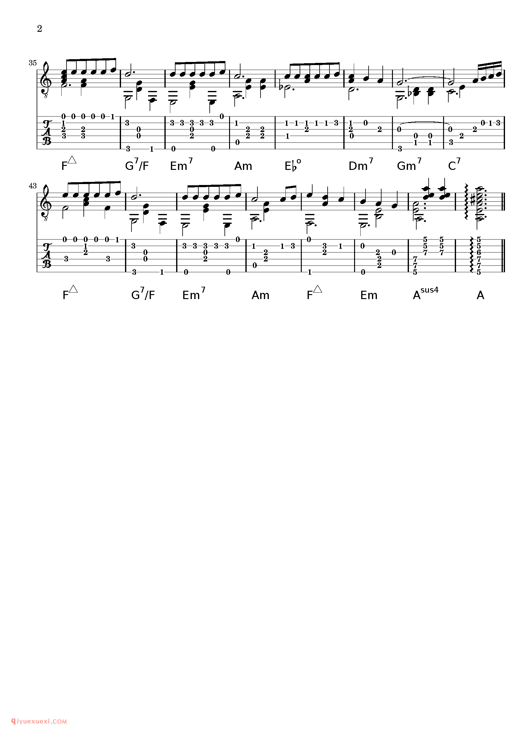 Machi no Yoru - Joe Hisaishi_古典吉他改编乐曲谱