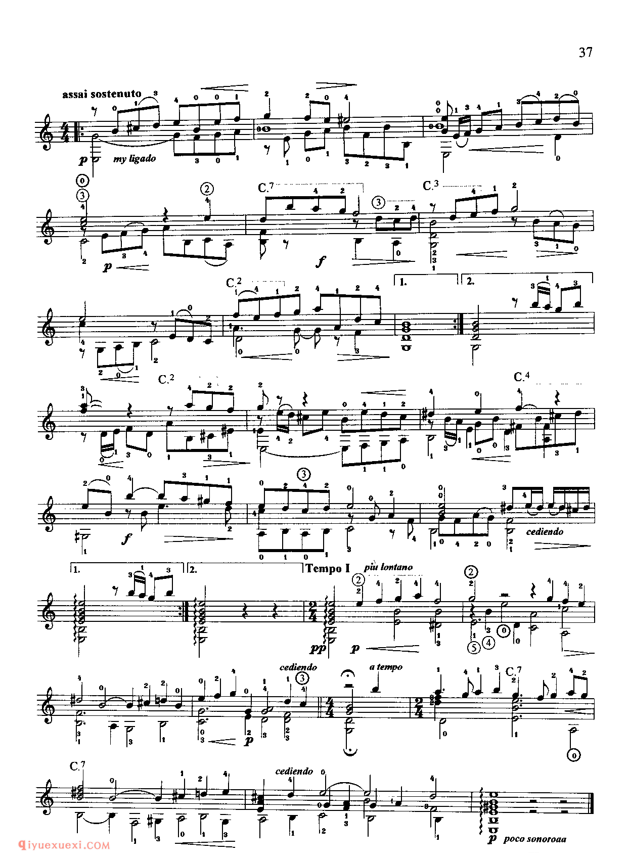 咏叹调与变奏&［意大利］富雷斯可巴弟曲_吉他大师名曲五线谱