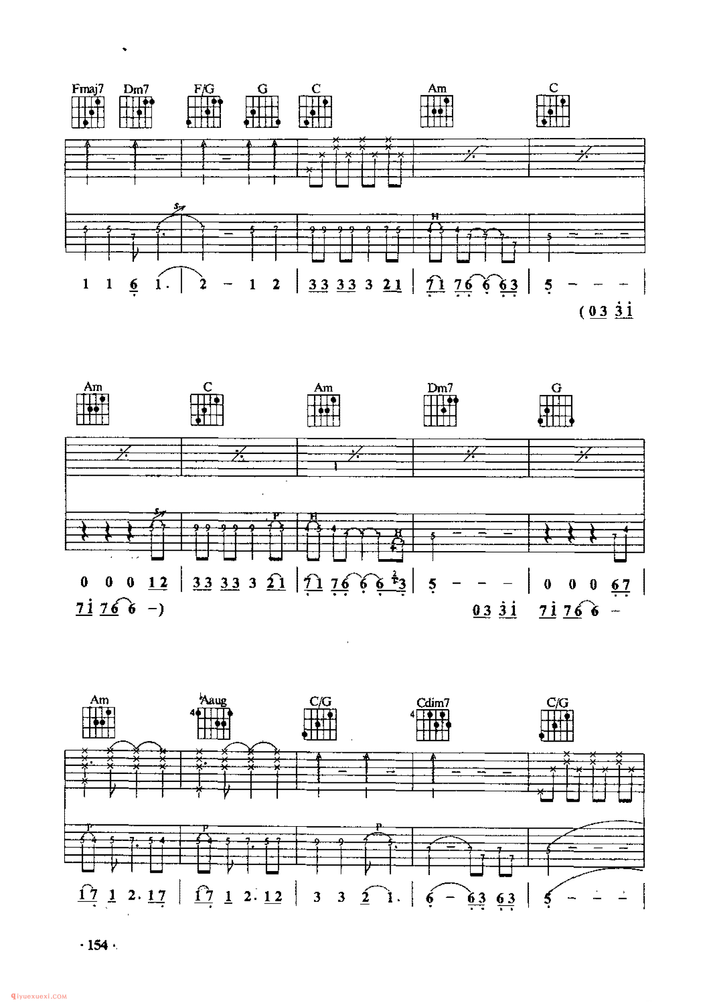 重温旧梦_美国歌曲_吉他弹唱歌曲六线谱
