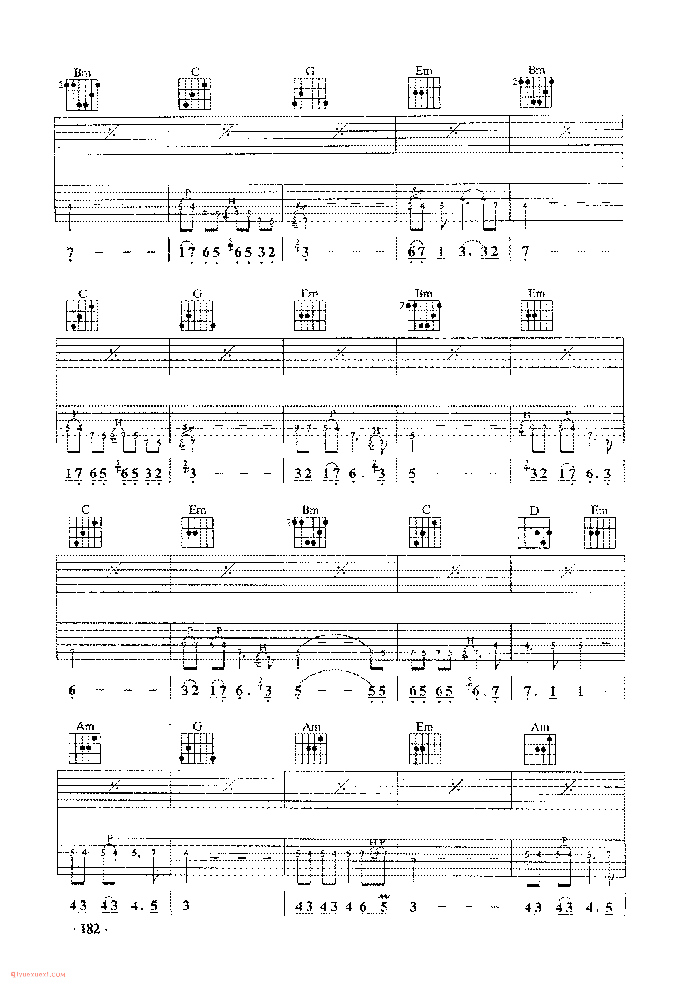 天使之恋_外国歌曲_吉他乐曲六线谱