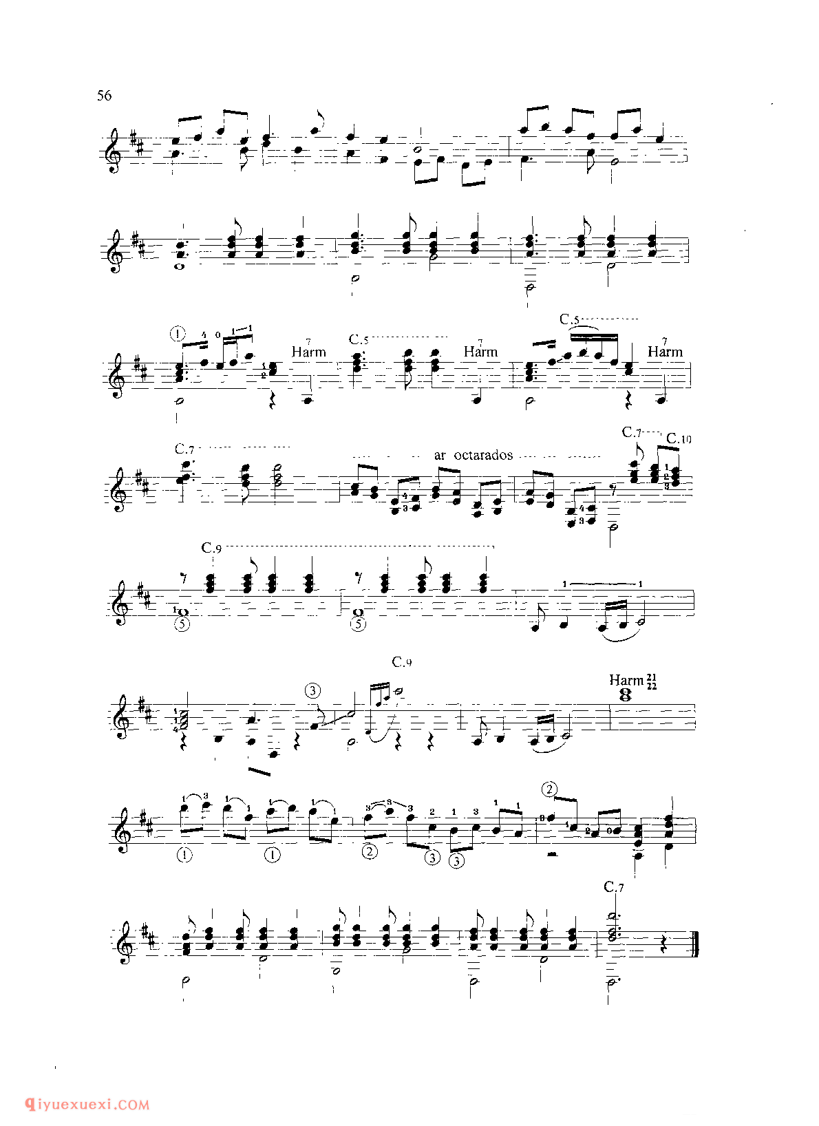 彩云追月_任光曲_朱中庆改编_中国风格乐曲吉他五线谱