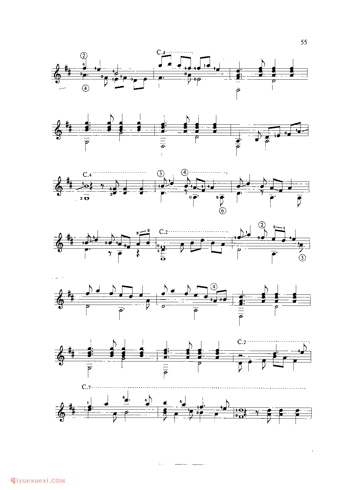 彩云追月_任光曲_朱中庆改编_中国风格乐曲吉他五线谱