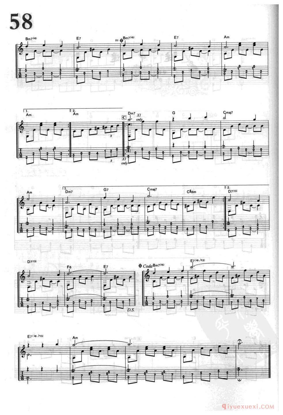 迷中迷_Charade电影《迷中迷》主题曲_亨利·曼奇尼_吉他指弹独奏经典乐曲谱