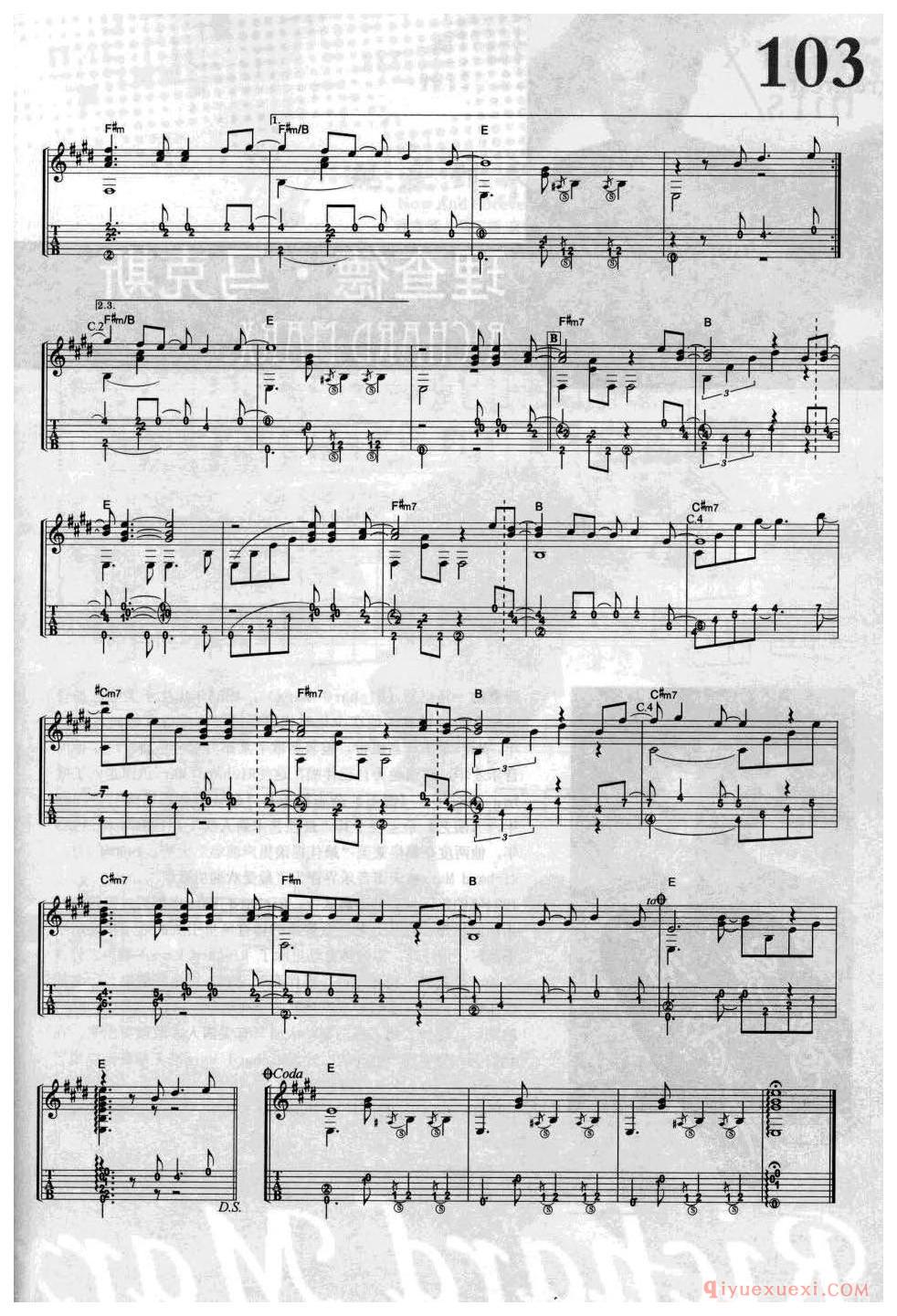 电话诉农肠_I Just Called to Say 1 Love You_史提夫·汪达_吉他指弹独奏经典乐曲谱