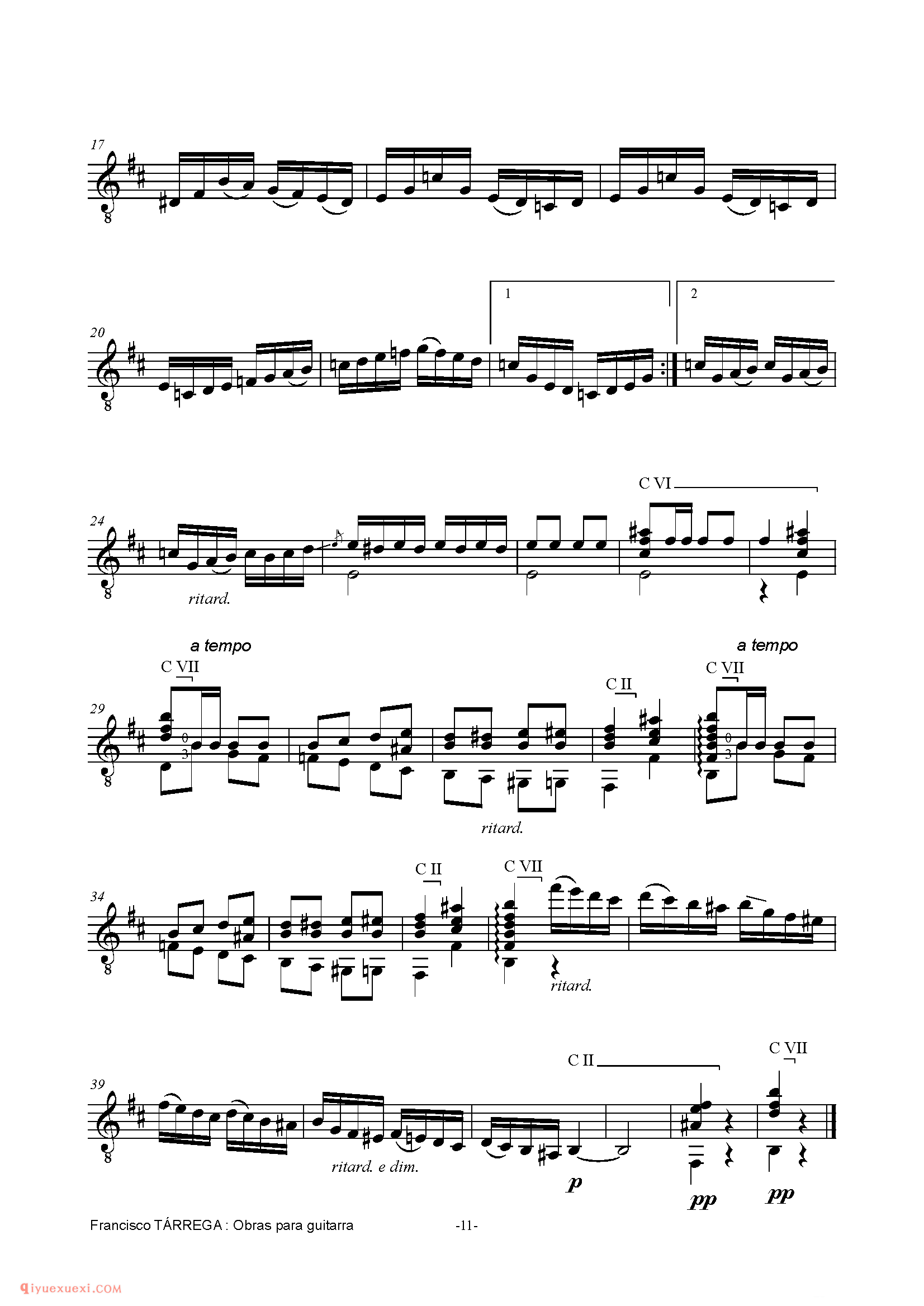 PRELUDIO_泰雷加古典吉他乐曲谱