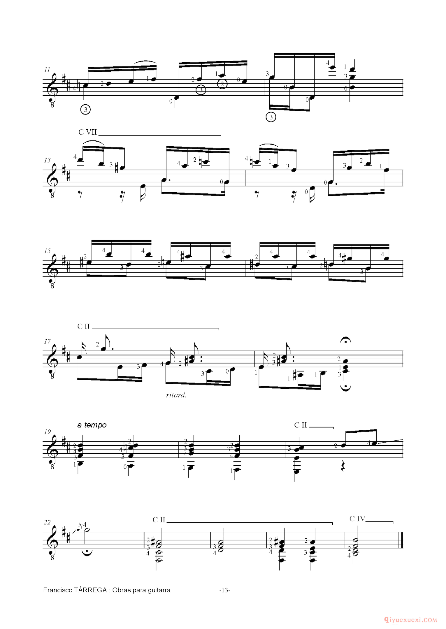 PRELUDIO NUMERO 6_泰雷加古典吉他乐曲谱