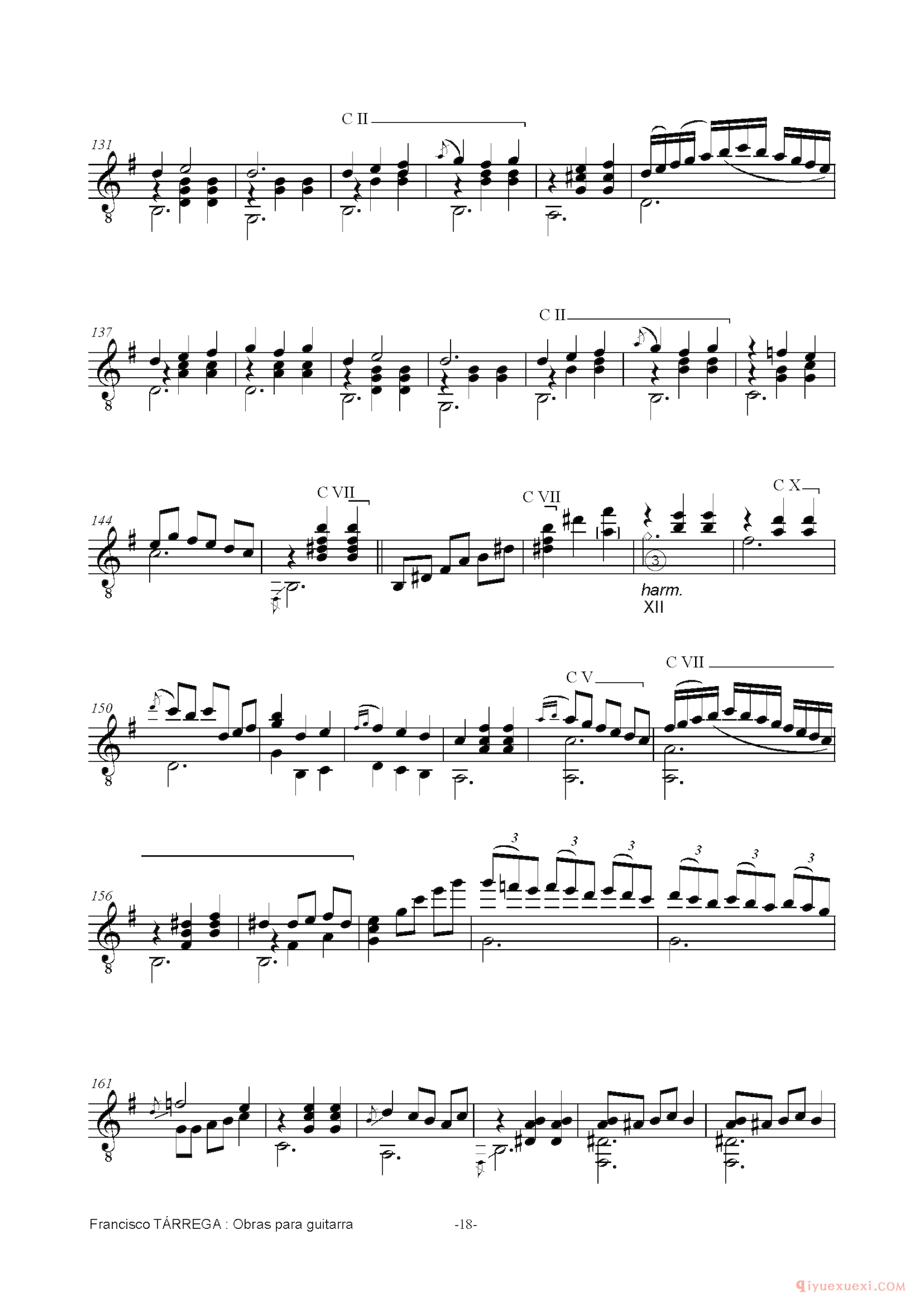 LA CARTAGENERA_泰雷加古典吉他乐曲谱