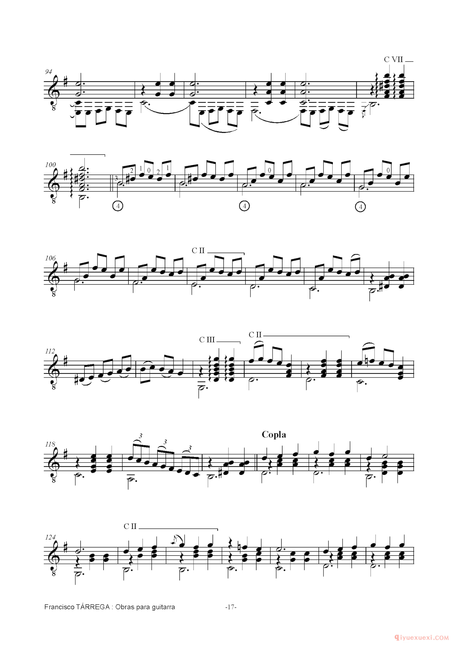 LA CARTAGENERA_泰雷加古典吉他乐曲谱
