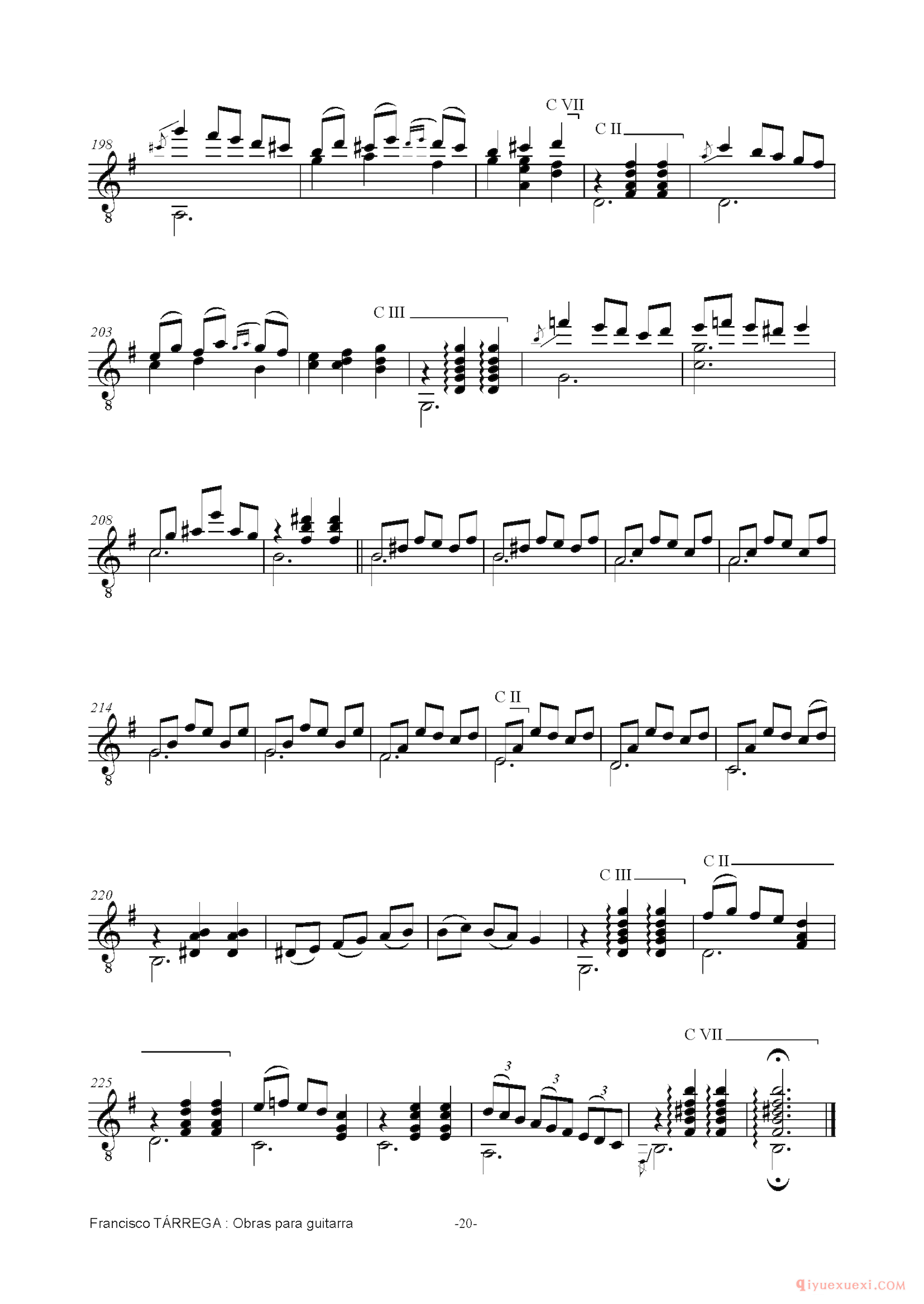 LA CARTAGENERA_泰雷加古典吉他乐曲谱