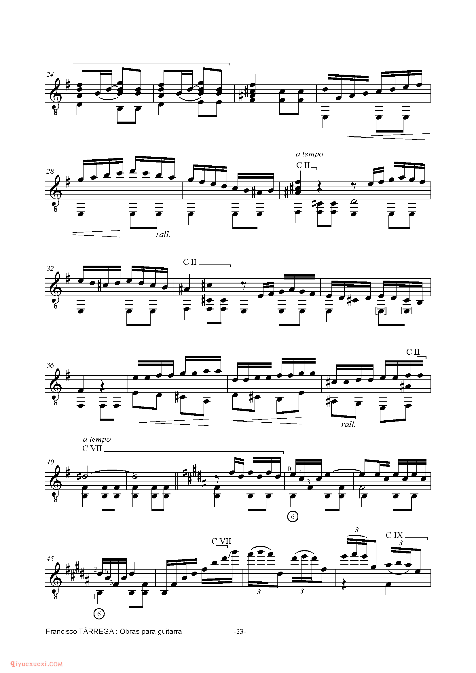 DANZA MORA_泰雷加古典吉他乐曲谱
