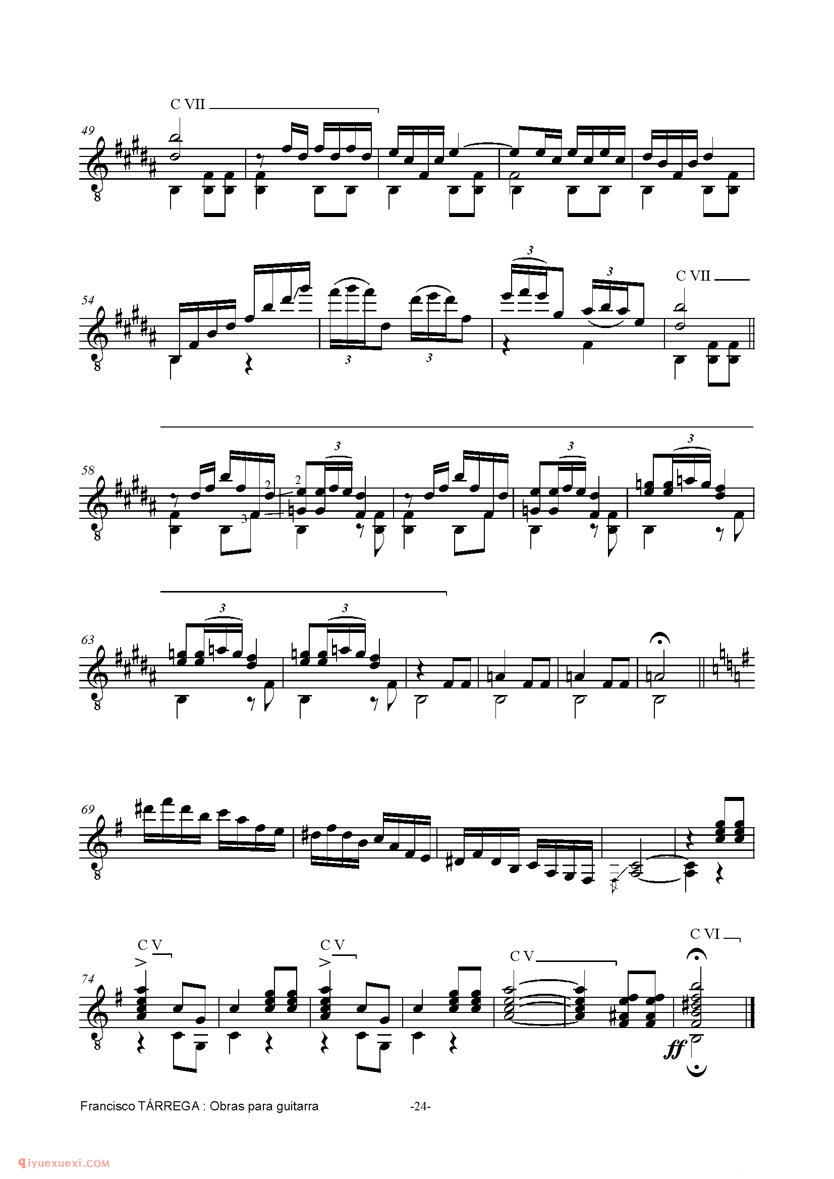 DANZA MORA_泰雷加古典吉他乐曲谱