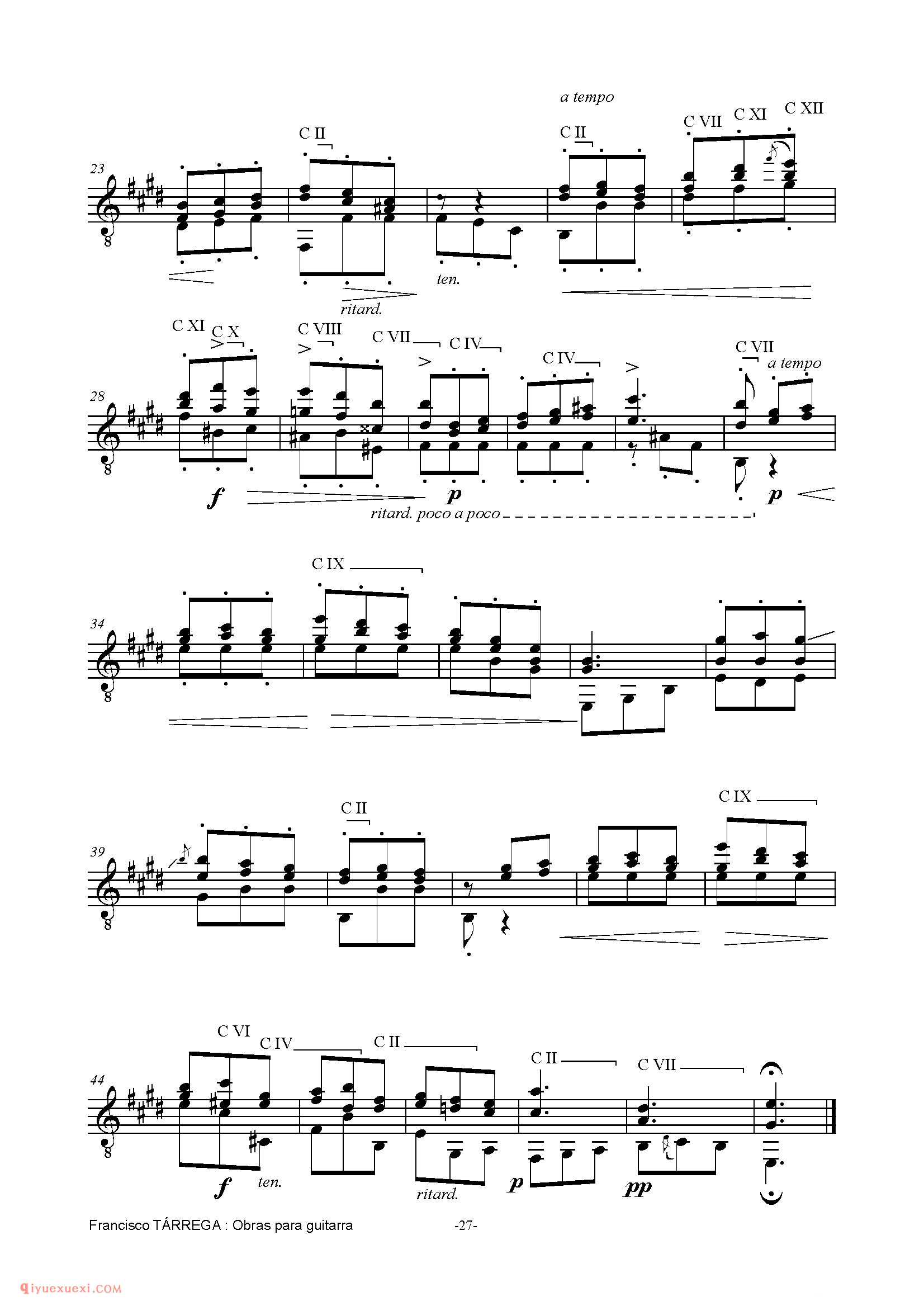 PRELUDIO NUMERO 4_泰雷加古典吉他乐曲谱