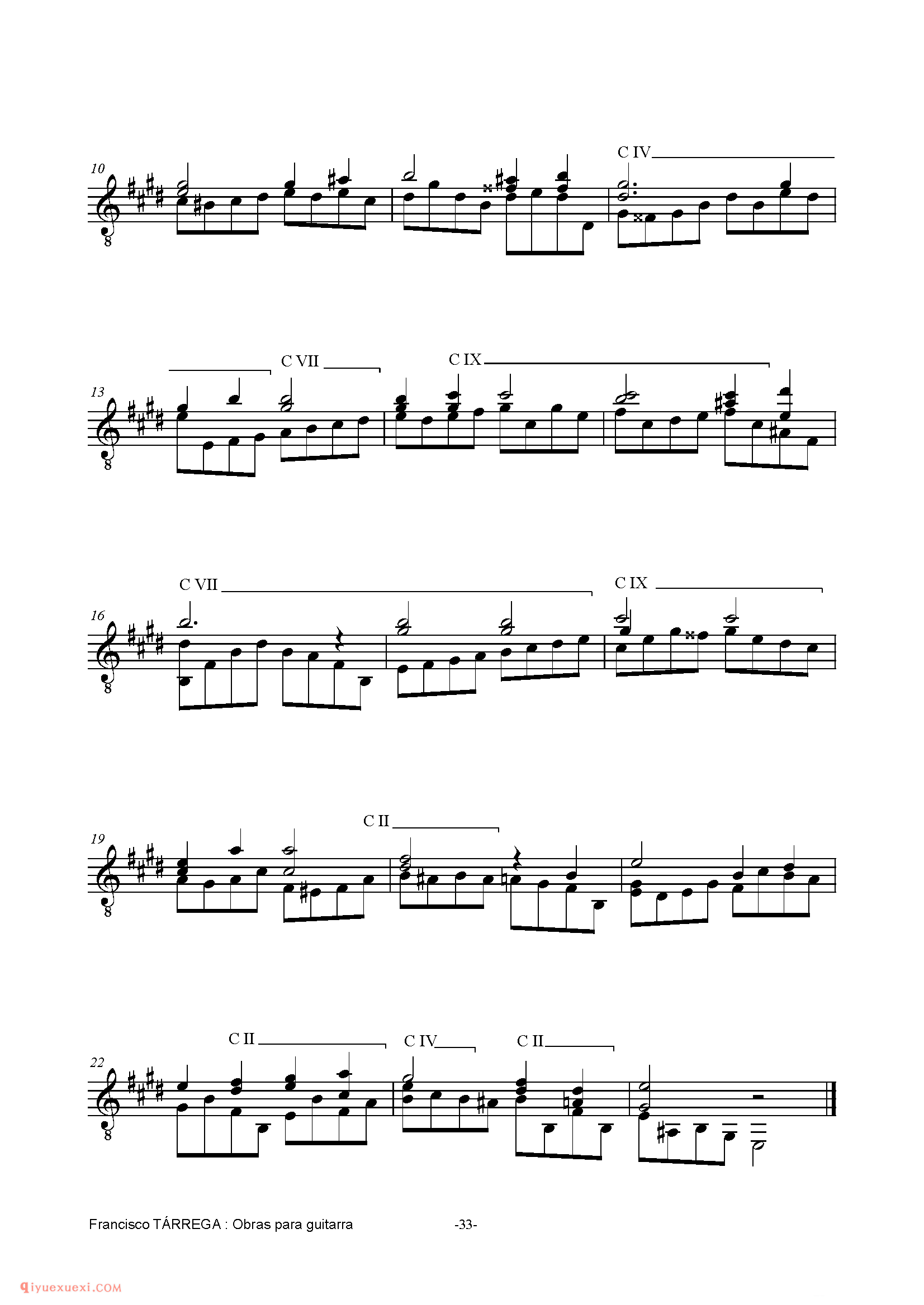 ESTUDIO_泰雷加古典吉他乐曲谱