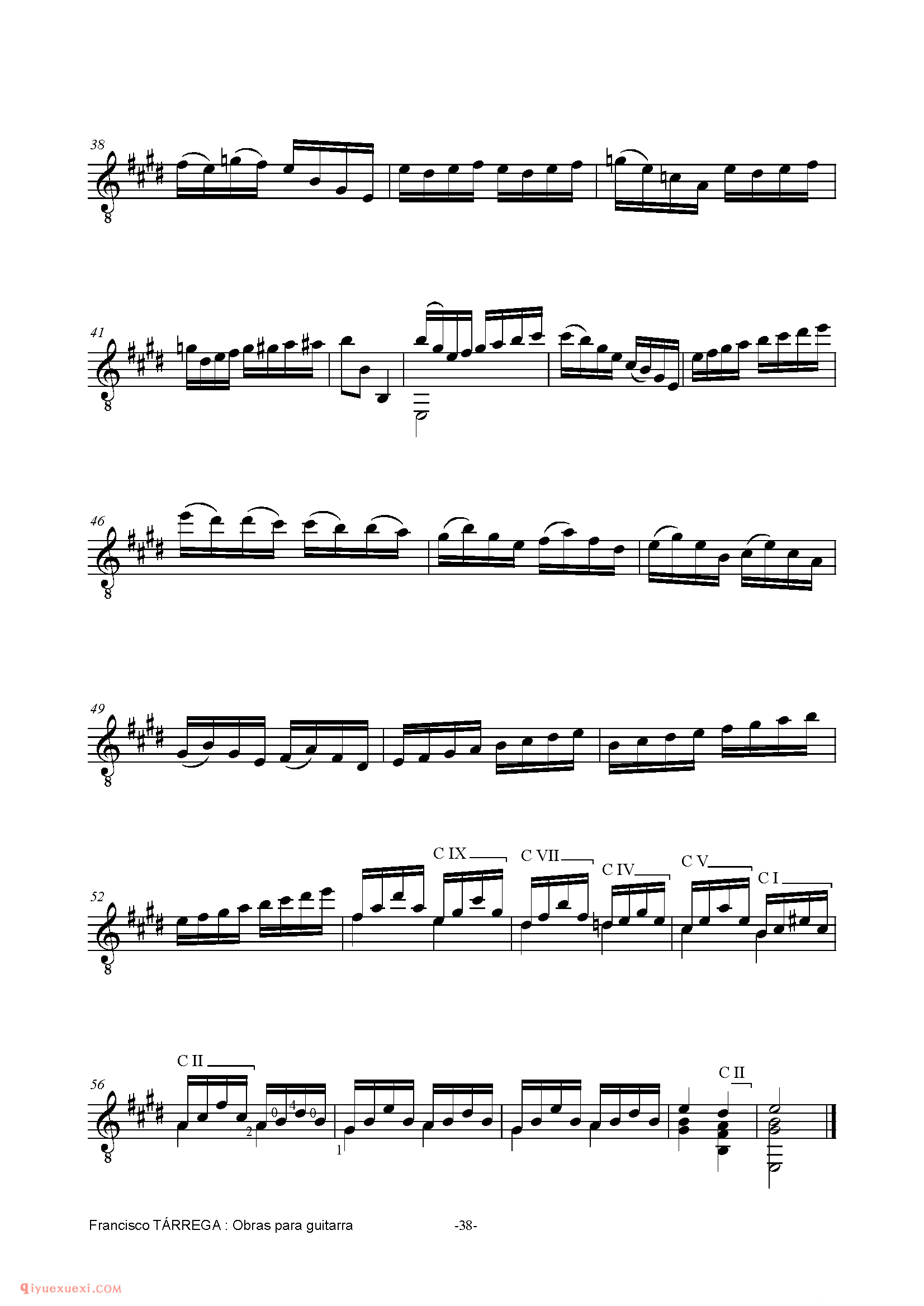 ESTUDIO DE VELOCITA_泰雷加古典吉他乐曲谱