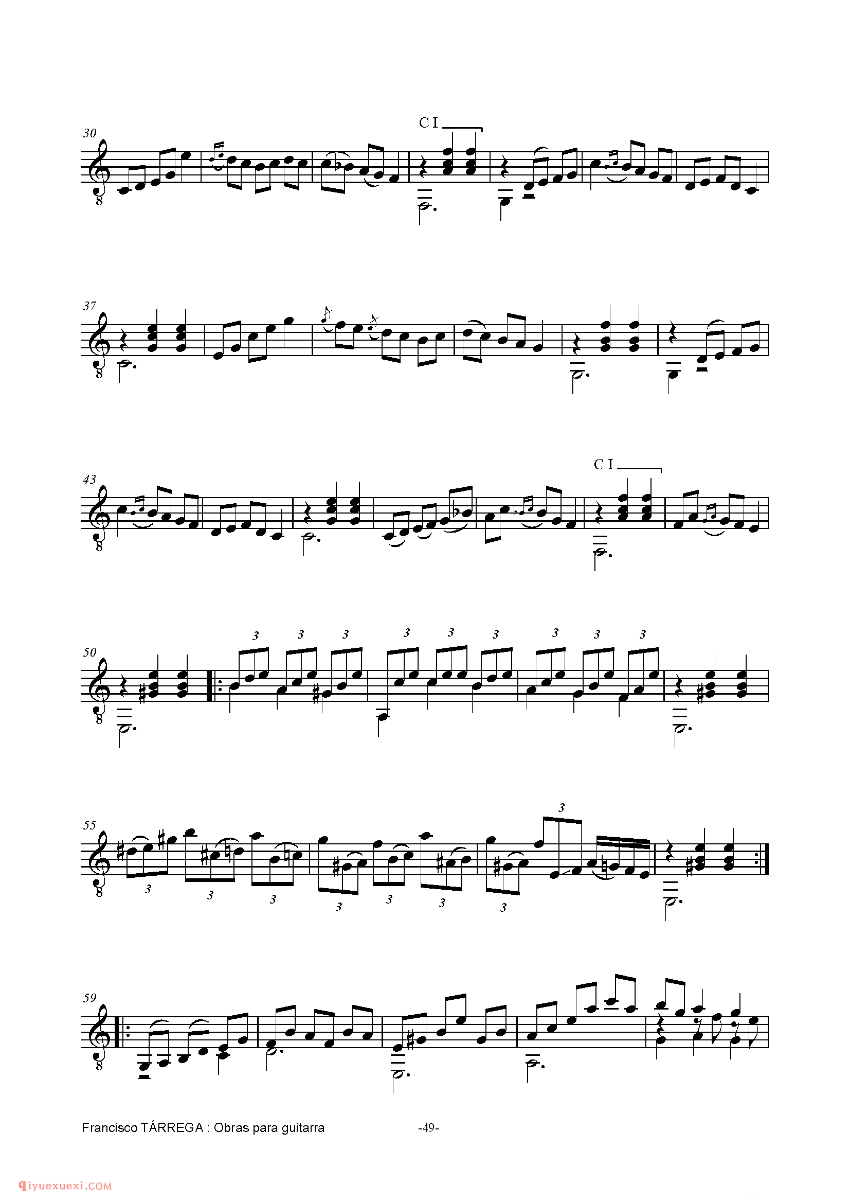 MALAGUENA_泰雷加古典吉他乐曲谱