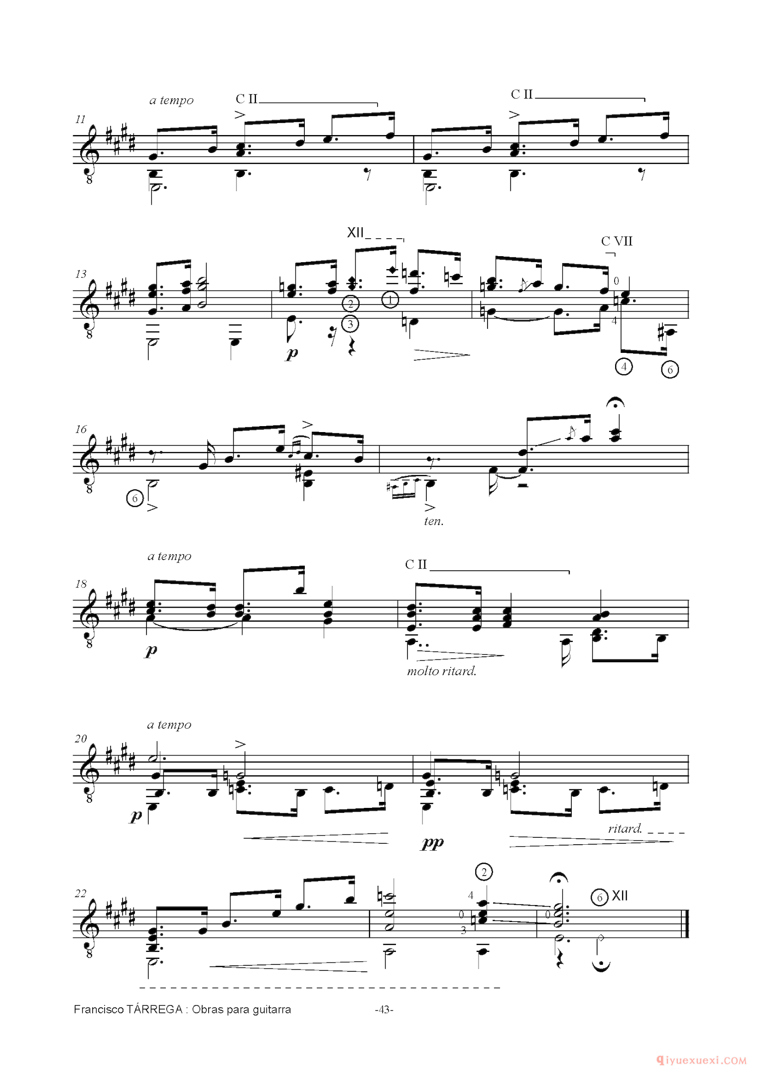 PRELUDIO NUMERO 5_泰雷加古典吉他乐曲谱