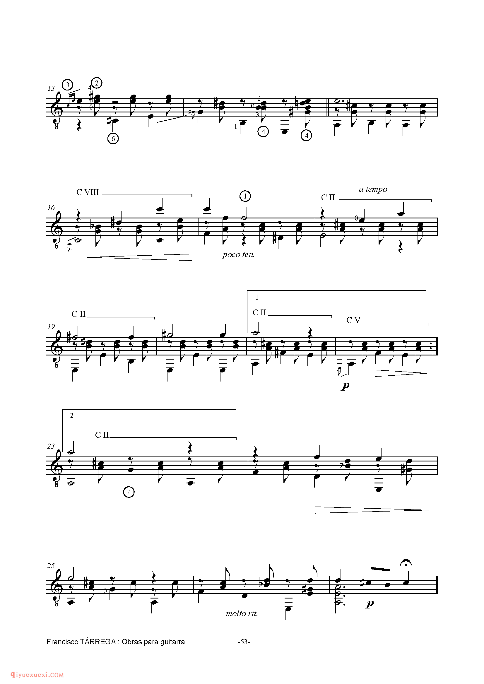 PRELUDIO NUMERO 2_泰雷加古典吉他乐曲谱
