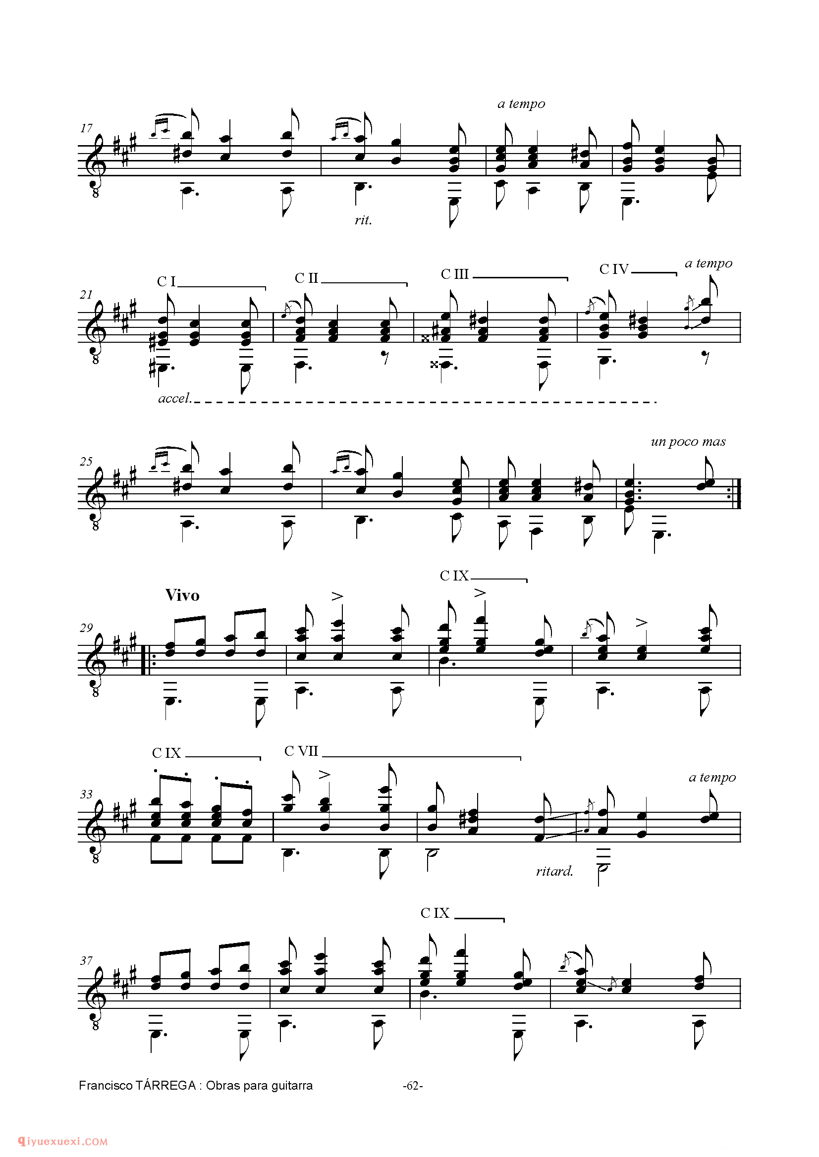 DANZA ODALISCA_泰雷加古典吉他乐曲谱