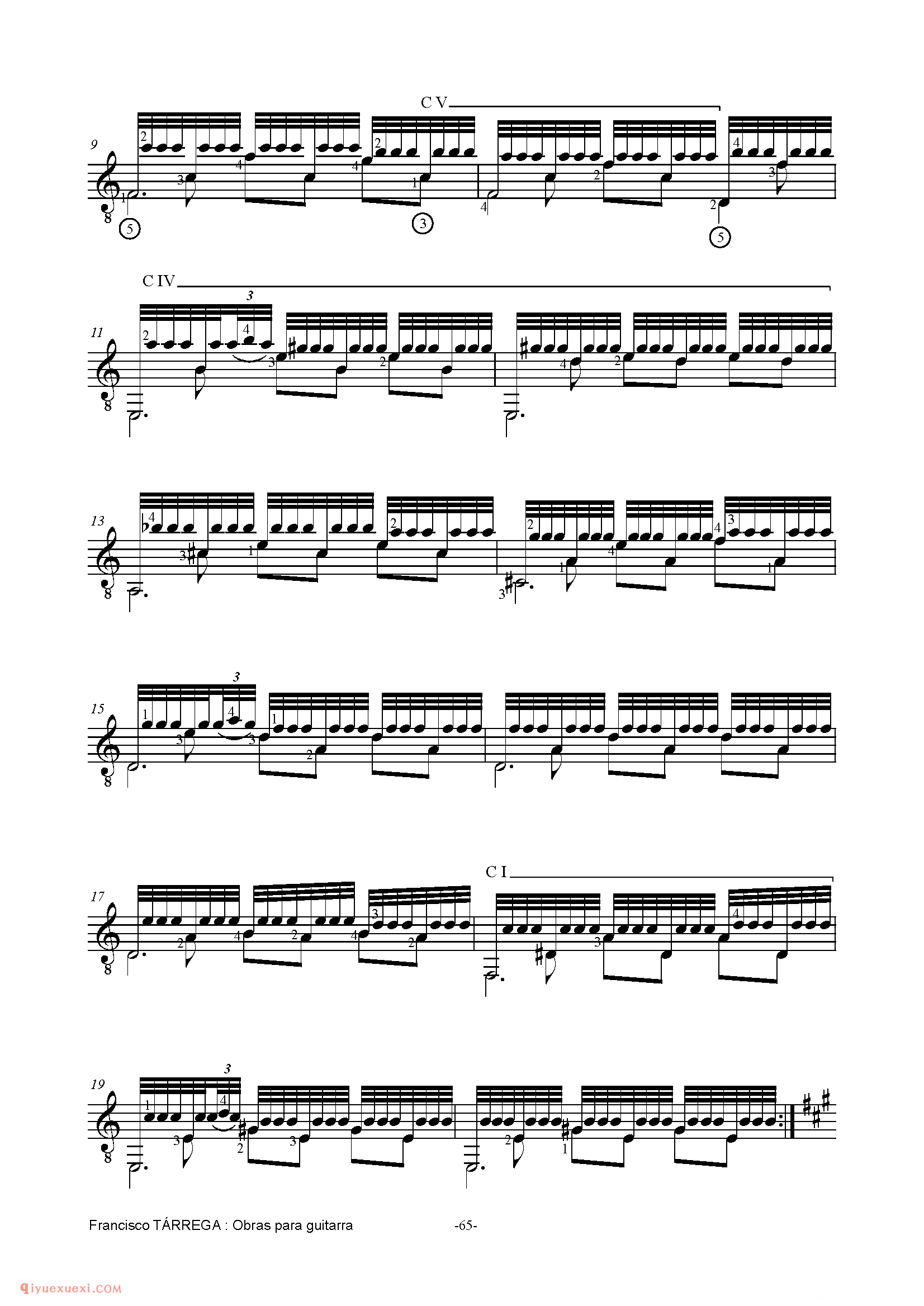 RECUERDOS DE LAALHAMBRA_泰雷加古典吉他乐曲谱