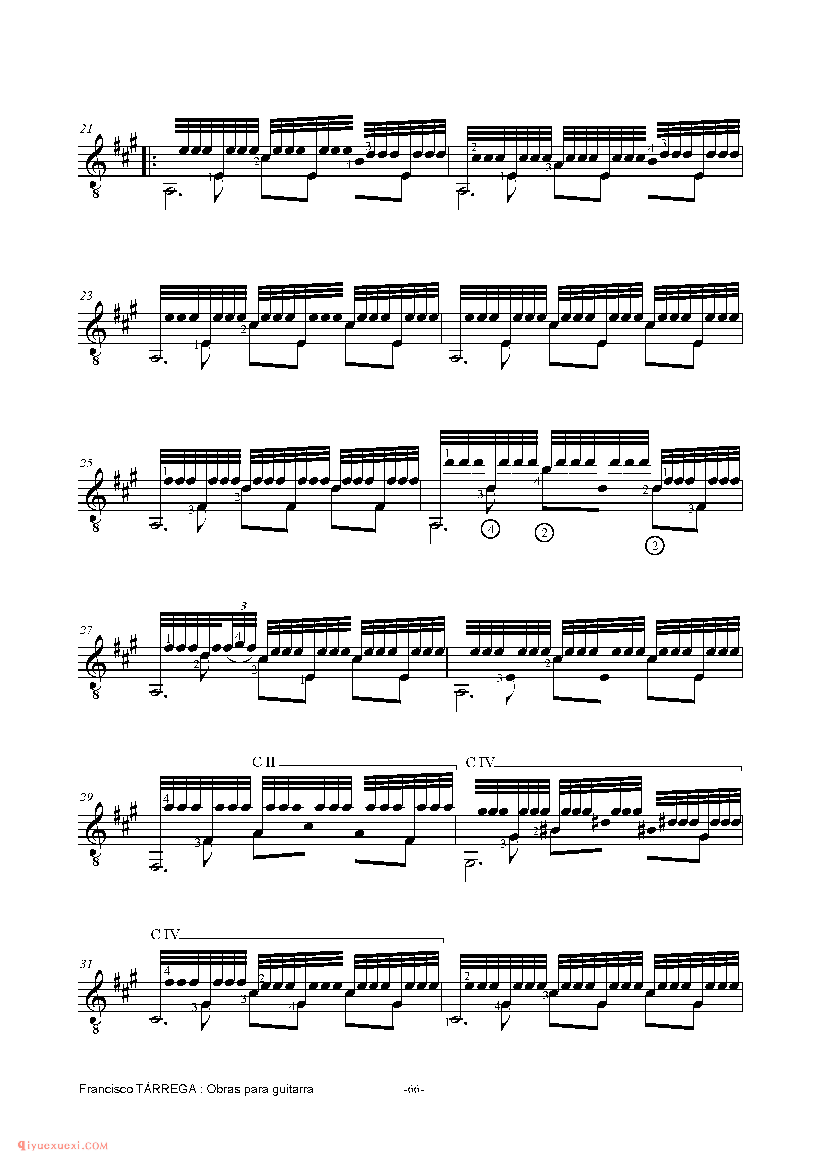 RECUERDOS DE LAALHAMBRA_泰雷加古典吉他乐曲谱
