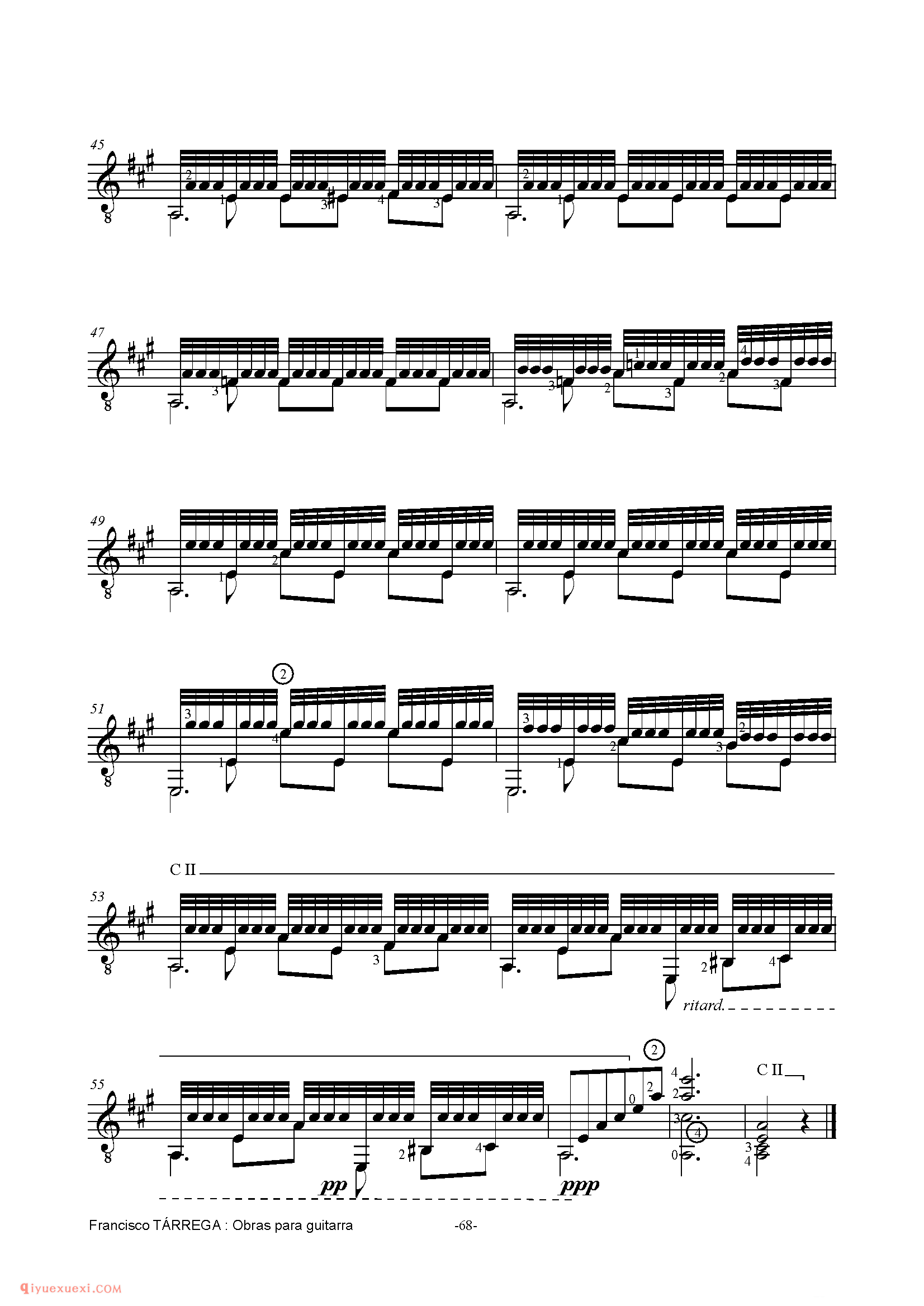 RECUERDOS DE LAALHAMBRA_泰雷加古典吉他乐曲谱