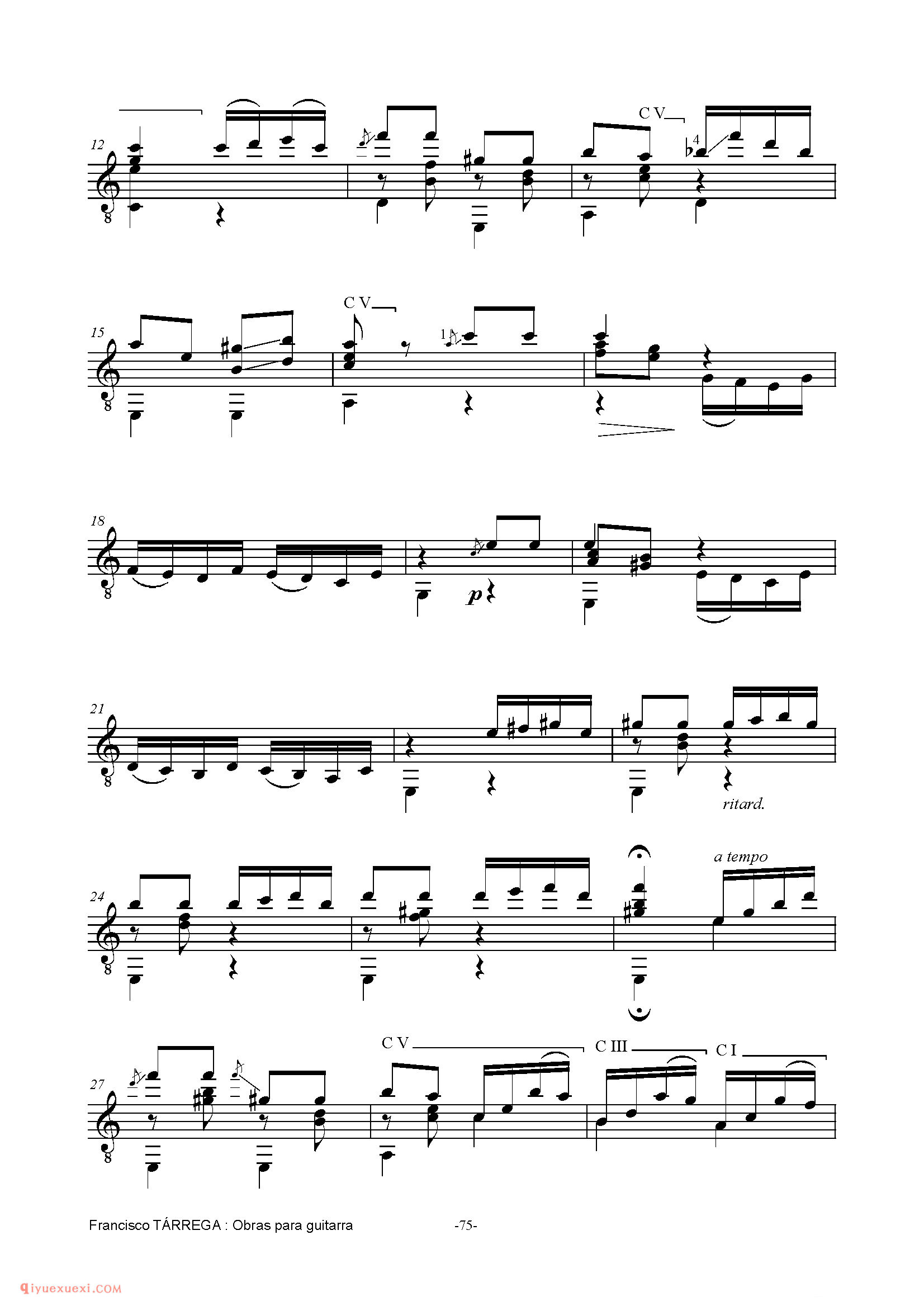 MARIA_泰雷加古典吉他乐曲谱