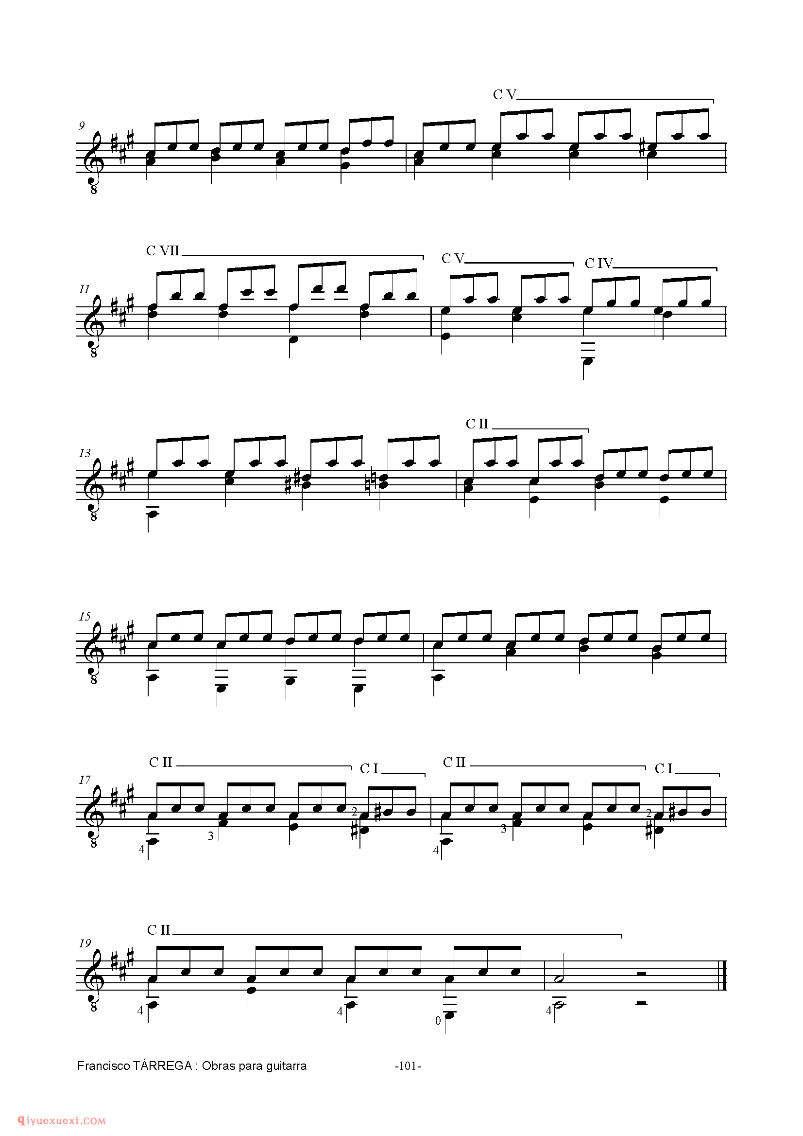 ESTUDIO DE TERCERAS_泰雷加古典吉他乐曲谱