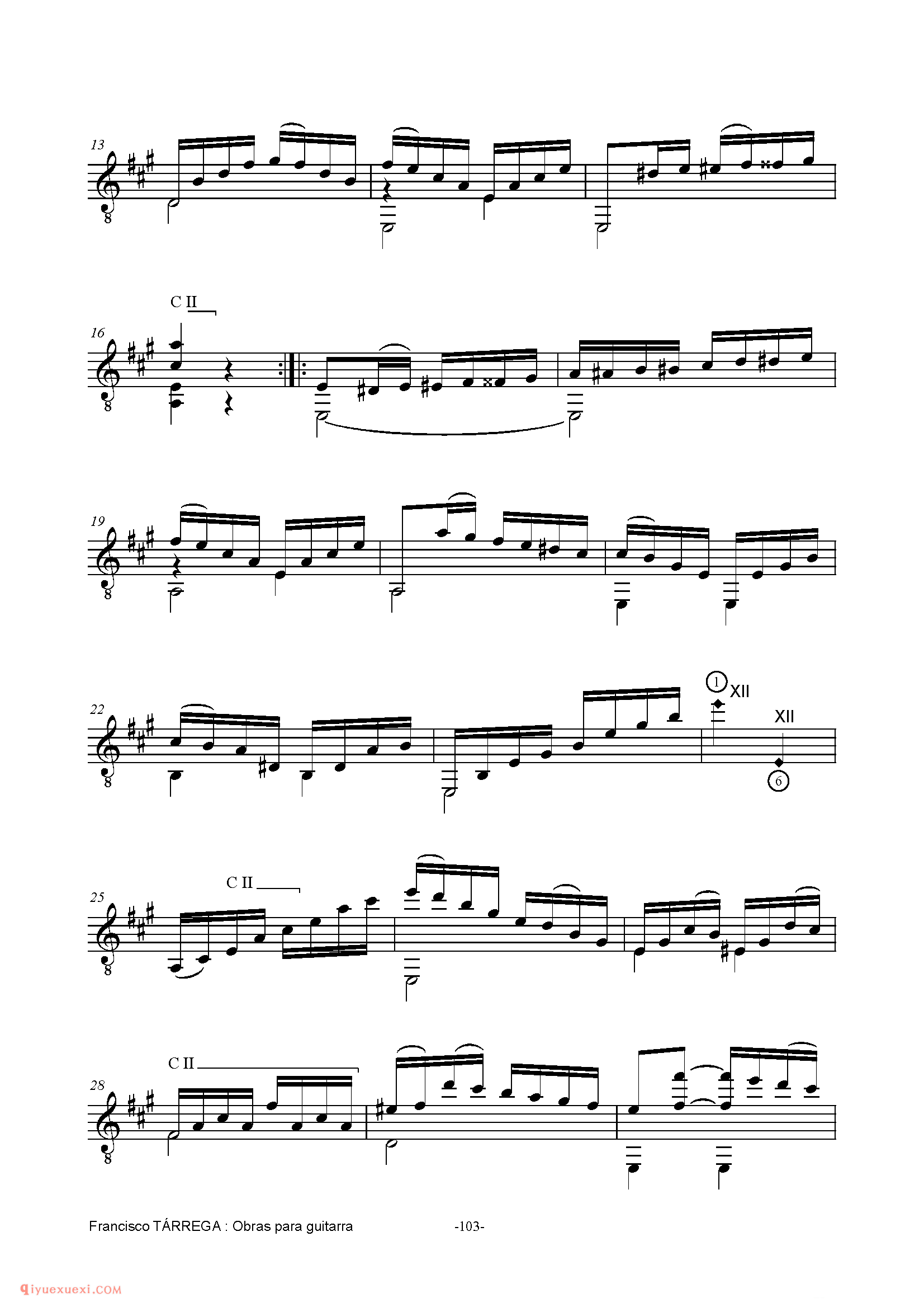 ESTUDIO_泰雷加古典吉他乐曲谱