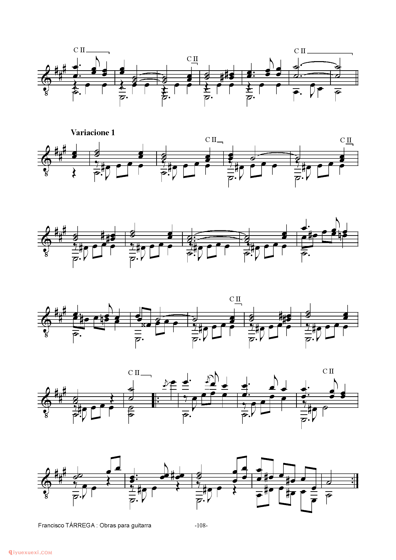 EL CARNAVAL DE VENECIA_泰雷加古典吉他乐曲谱