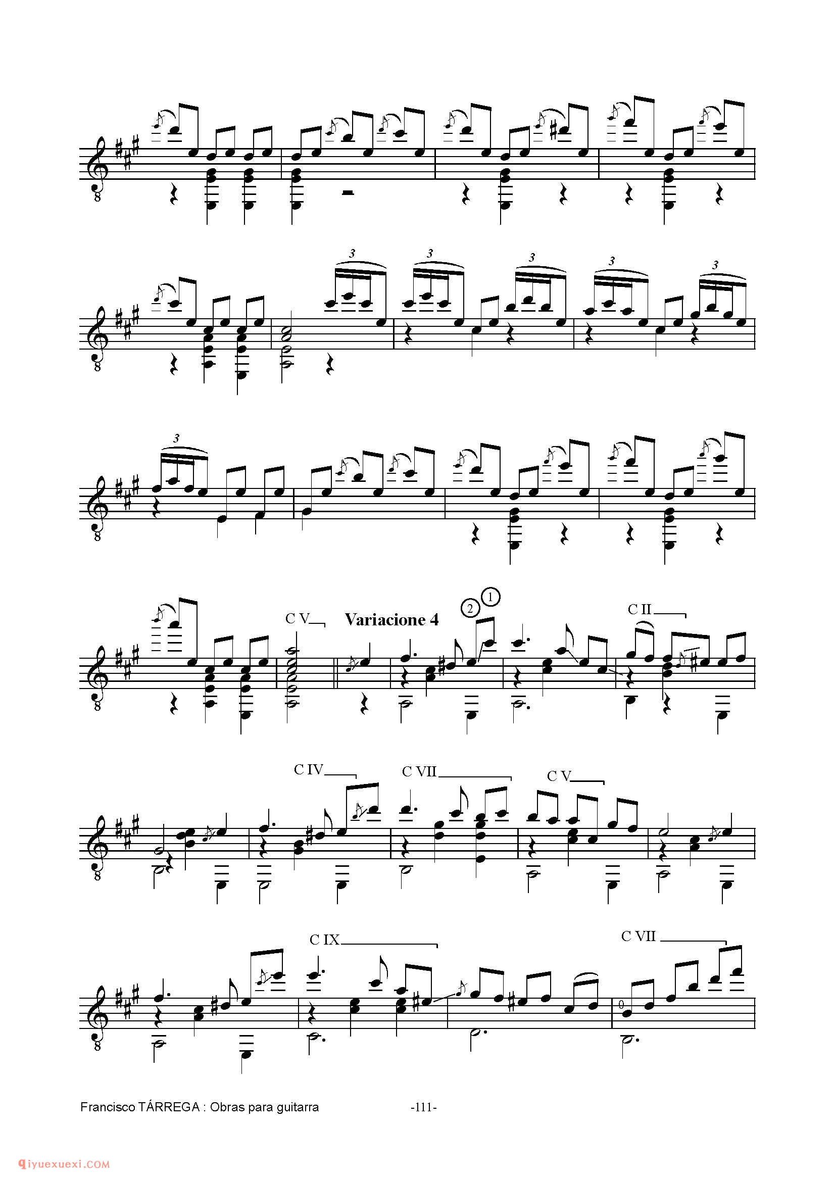 EL CARNAVAL DE VENECIA_泰雷加古典吉他乐曲谱