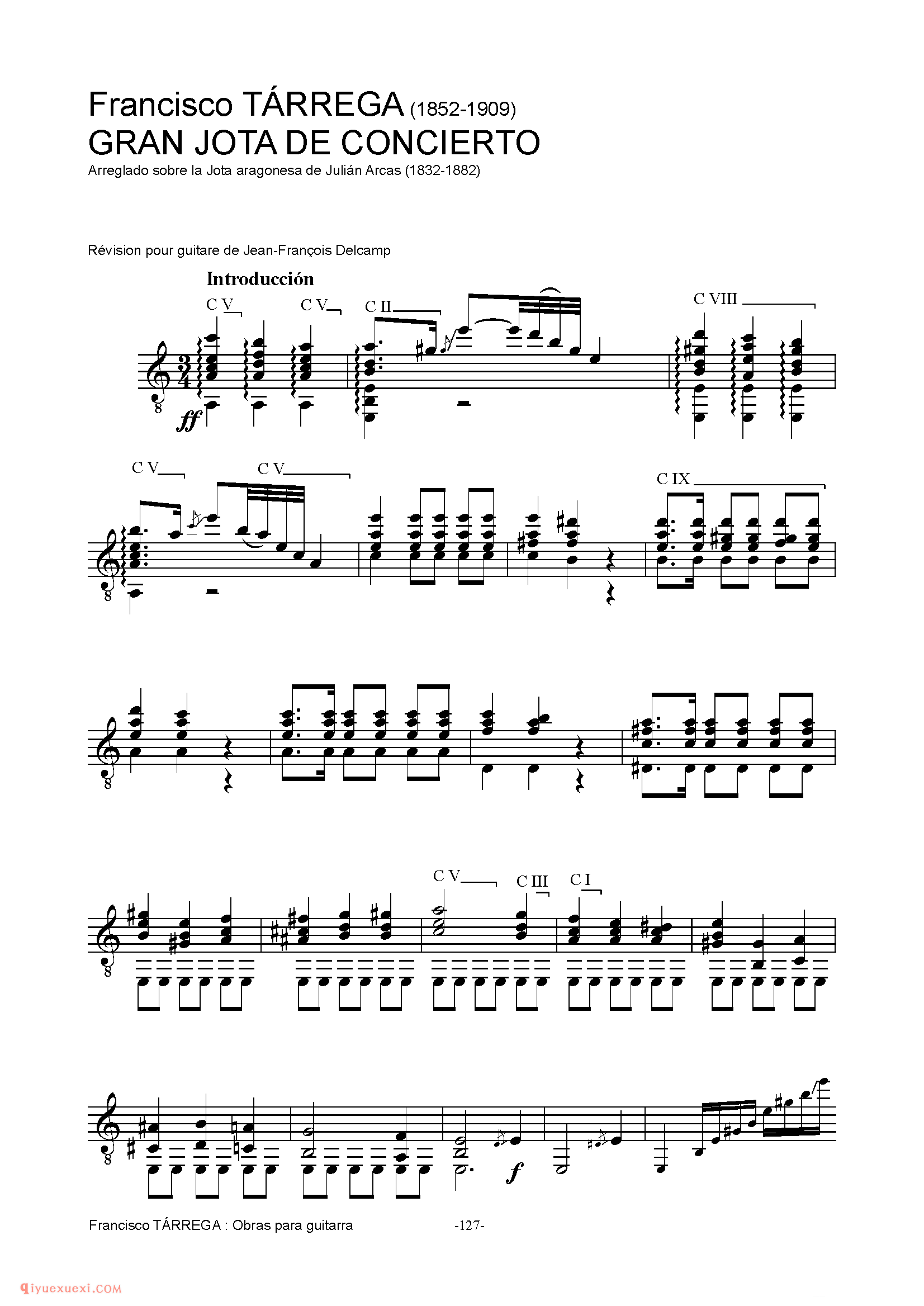 GRAN JOTA DE CONCIERTO_泰雷加古典吉他乐曲谱