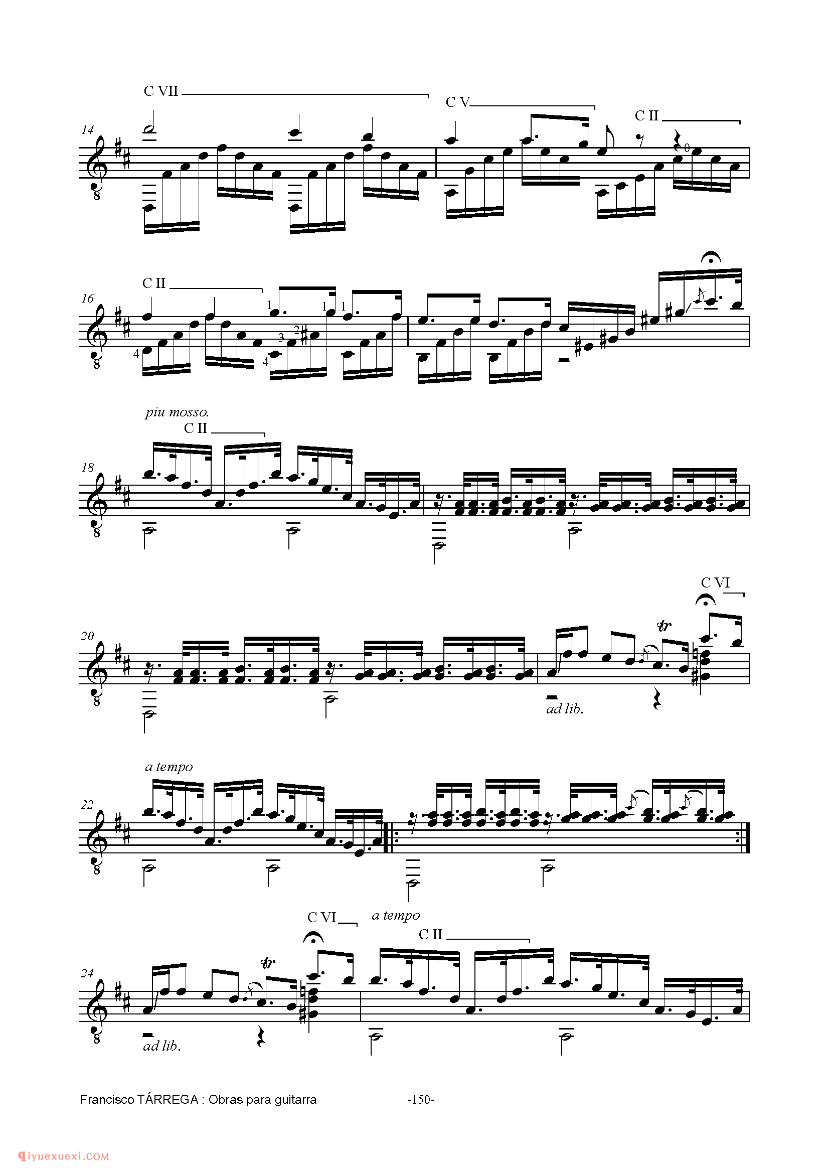 FANTASiA_泰雷加古典吉他乐曲谱