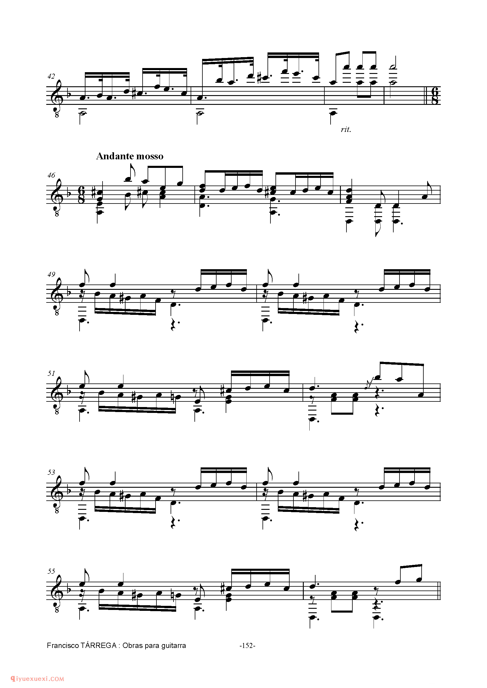 FANTASiA_泰雷加古典吉他乐曲谱