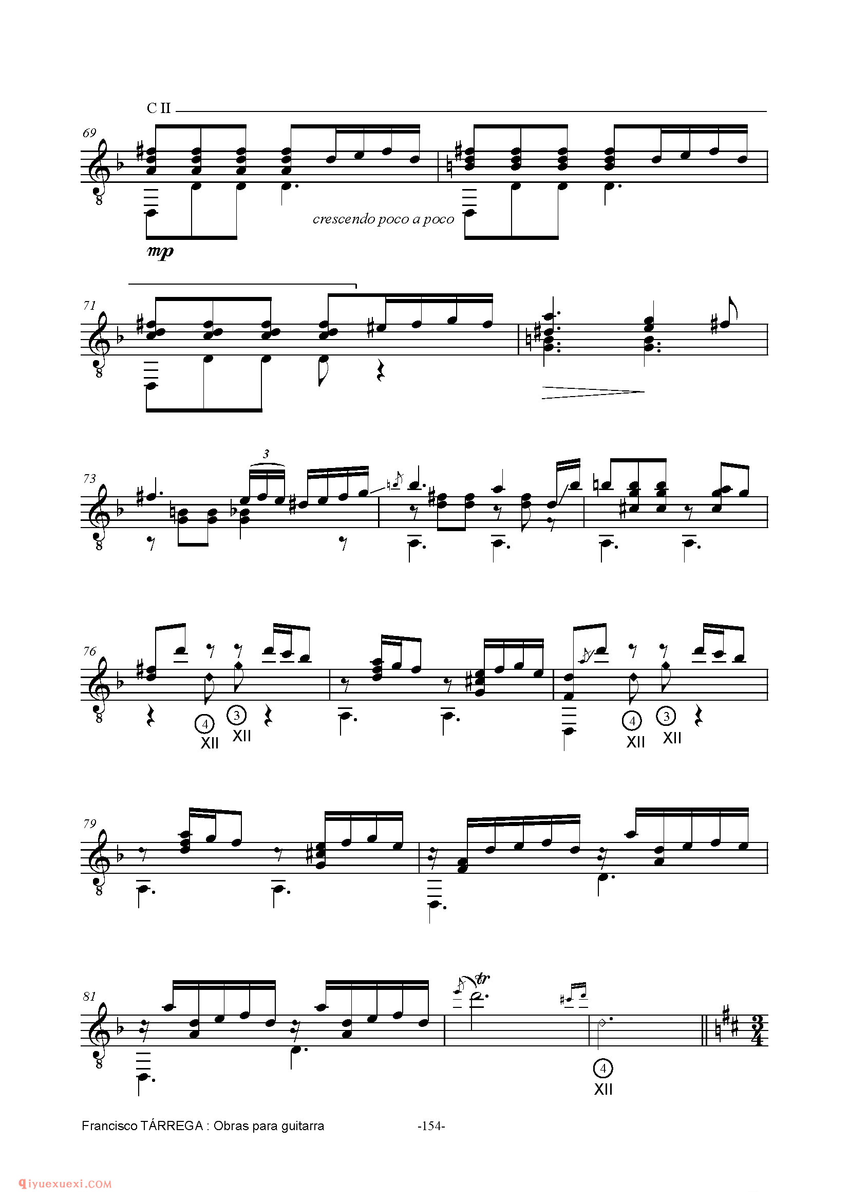 FANTASiA_泰雷加古典吉他乐曲谱