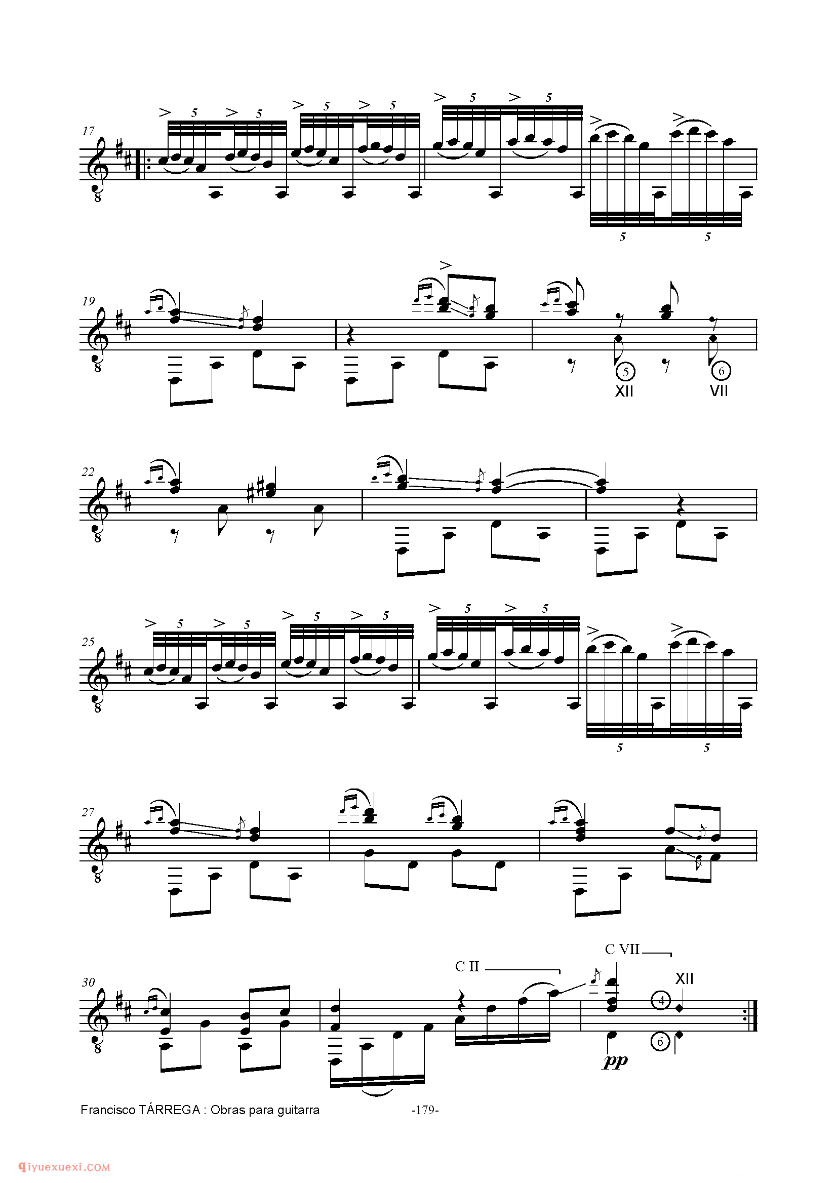 EL COLUMPIO_泰雷加古典吉他乐曲谱