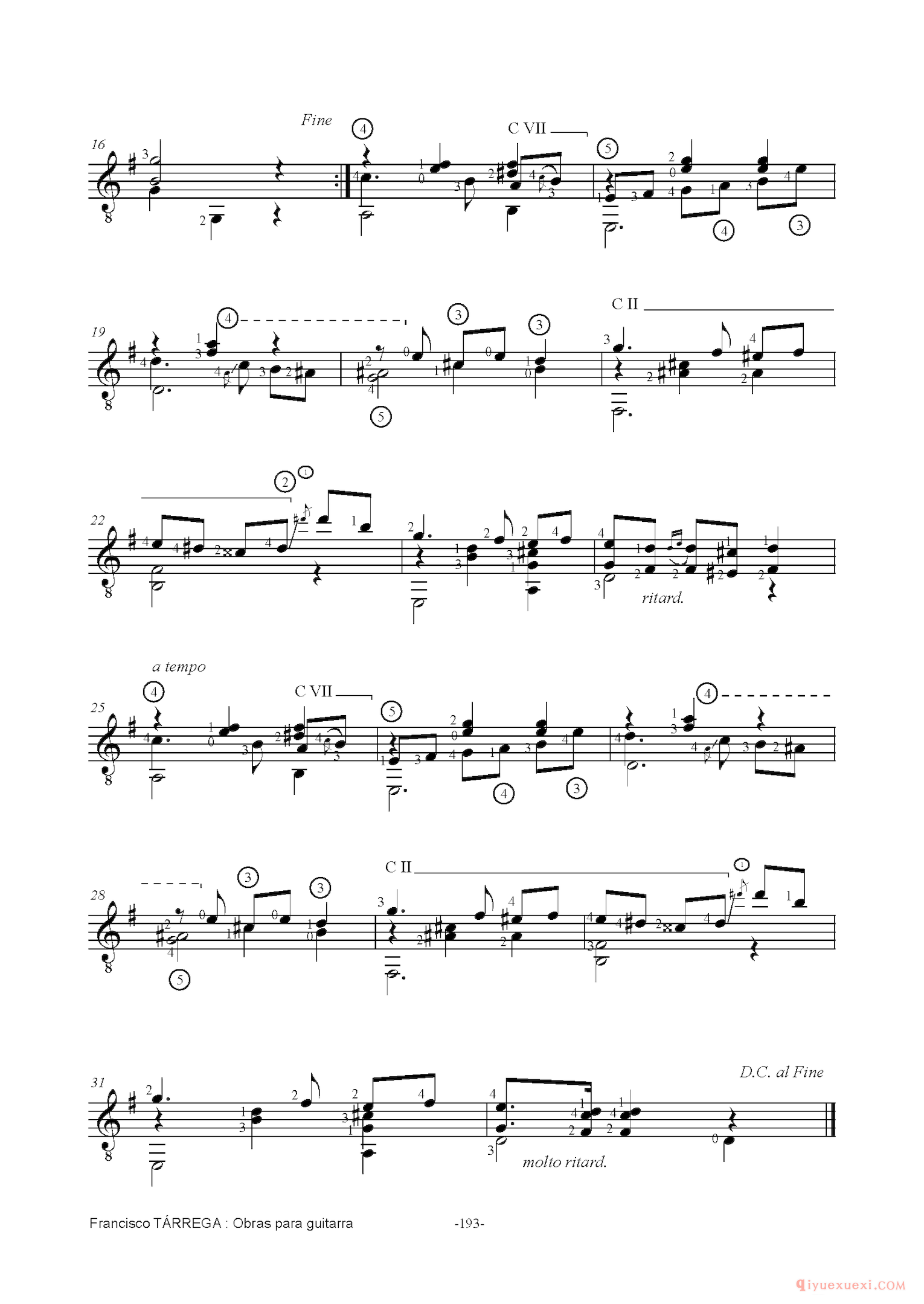 MAZURKA_泰雷加古典吉他乐曲谱
