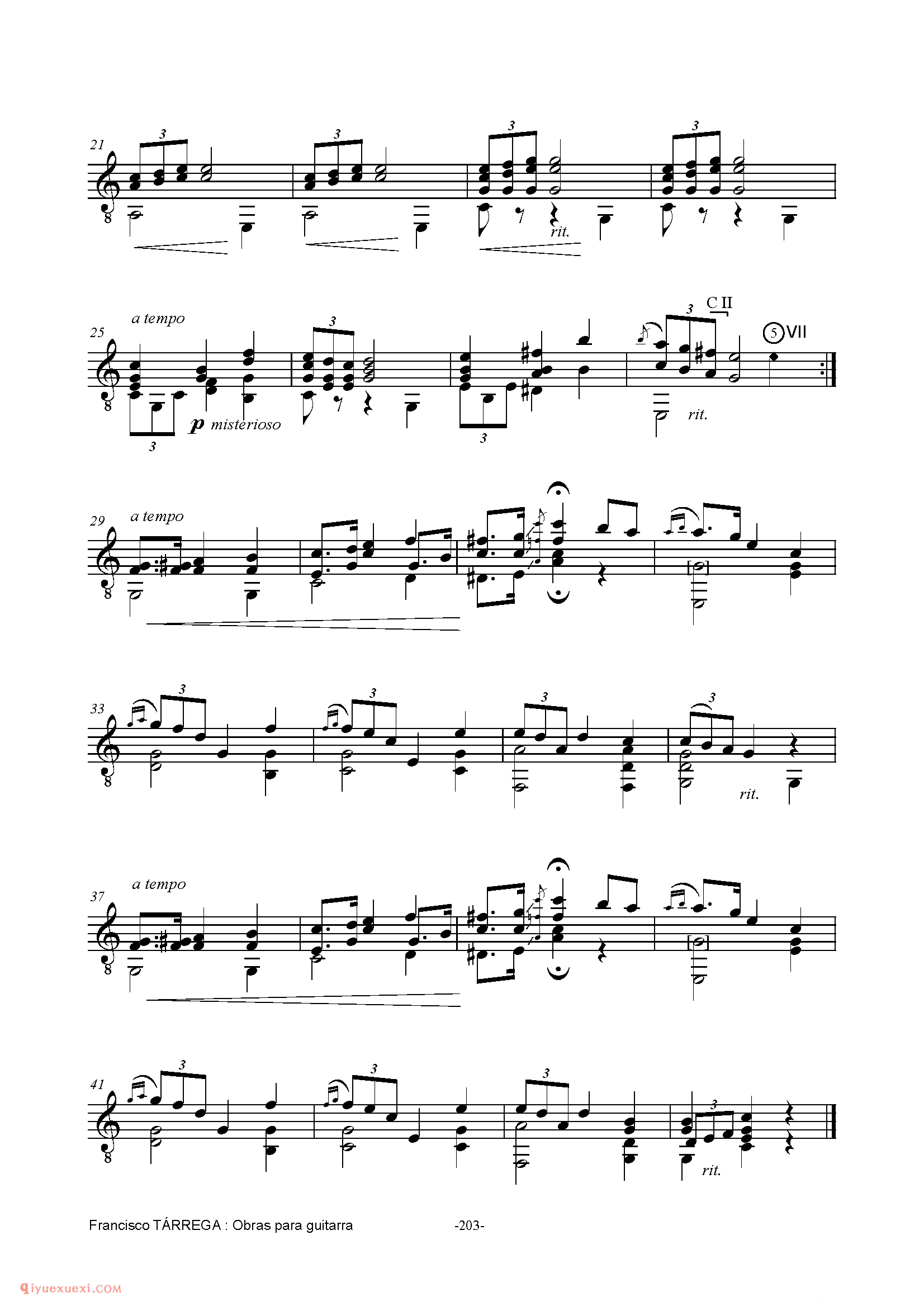 SUENO_泰雷加古典吉他乐曲谱